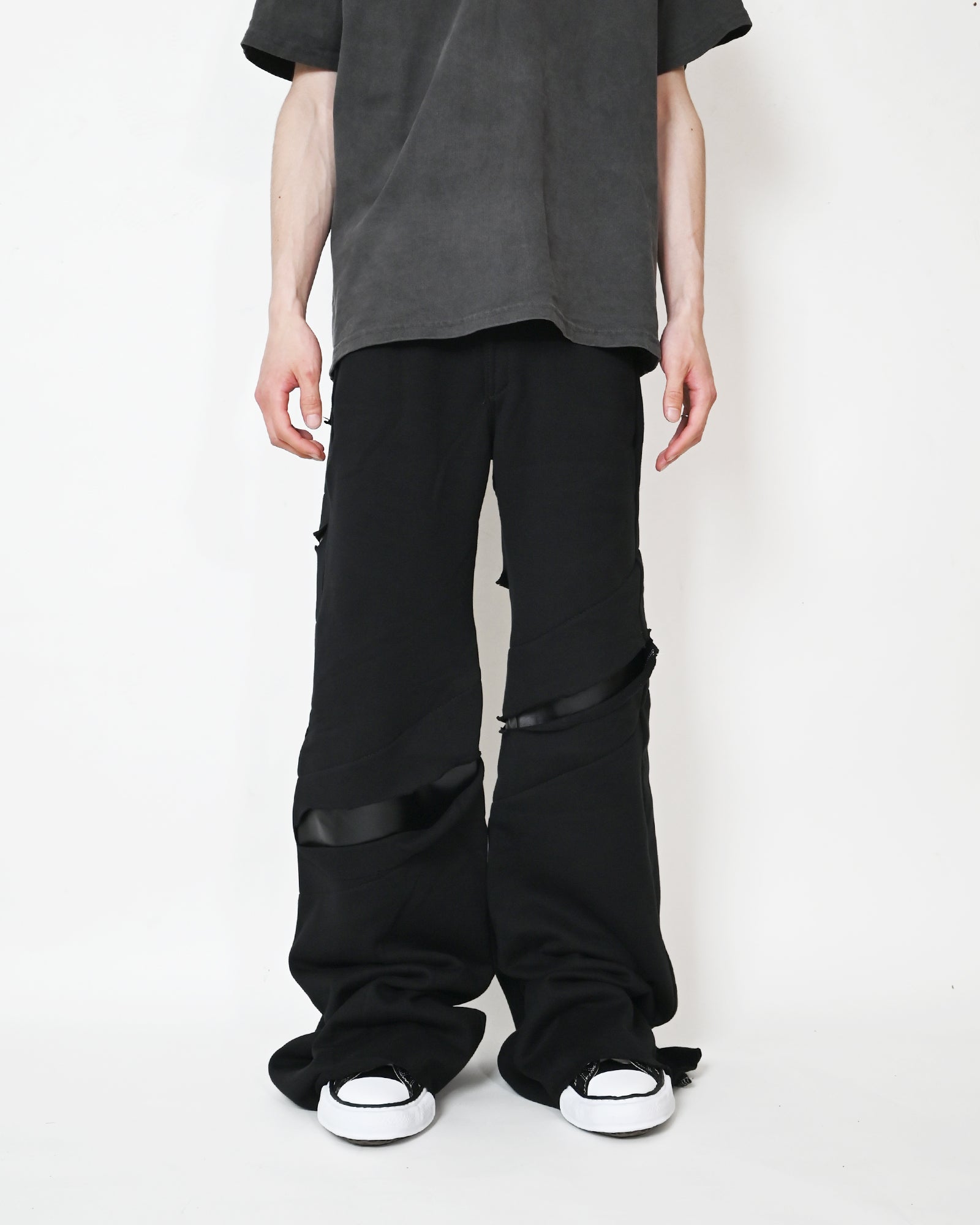 SWAMPGOD・スワンプゴッド - スウェットパンツ WIDE SLASH - SWEATPANT VERSION / BLACK