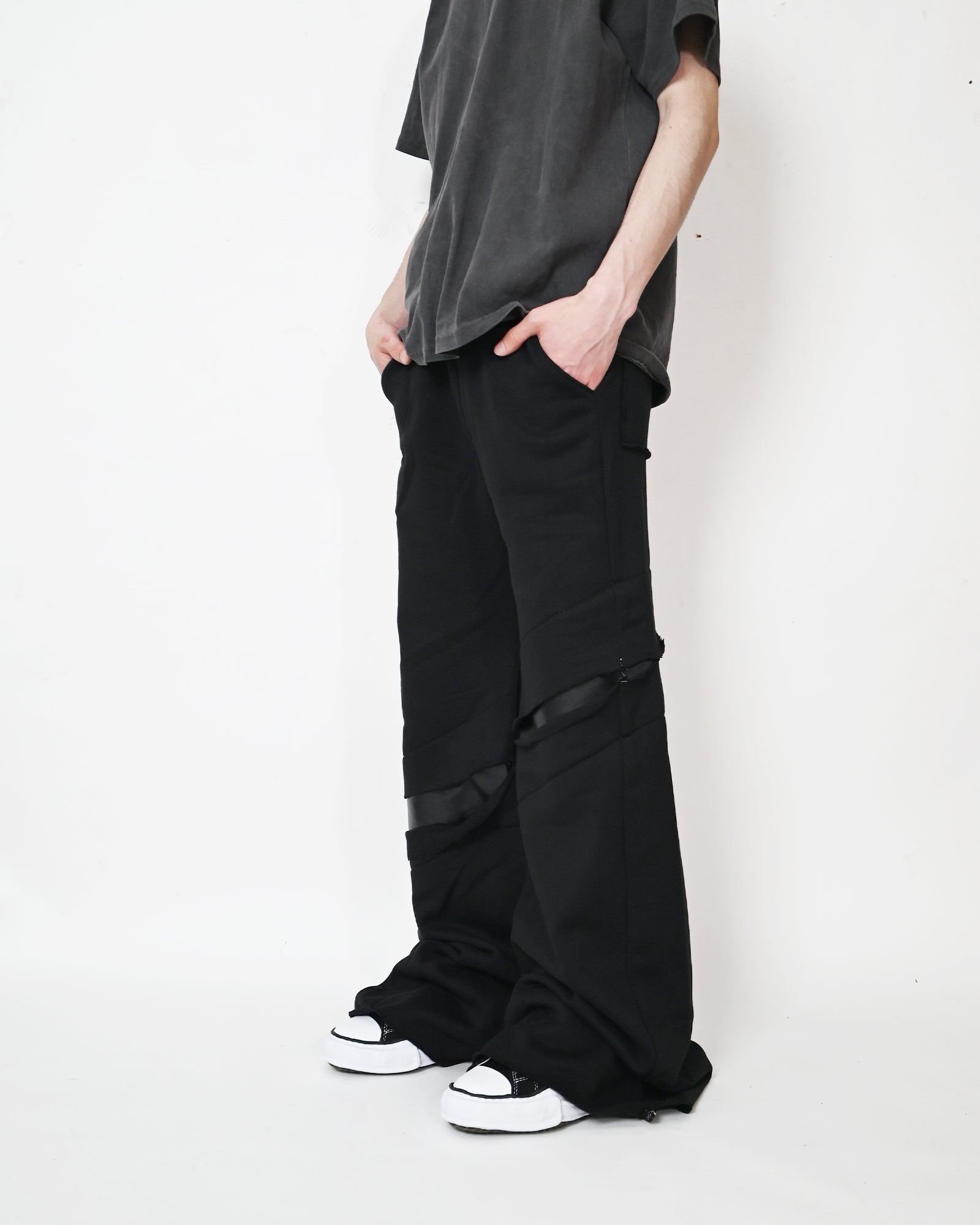 SWAMPGOD・スワンプゴッド - スウェットパンツ WIDE SLASH - SWEATPANT VERSION / BLACK