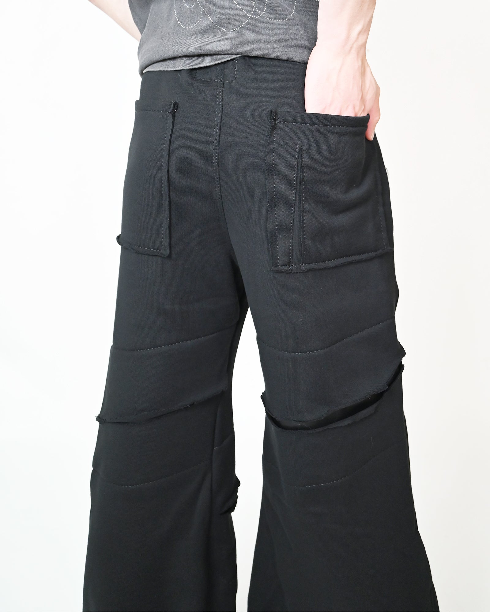 SWAMPGOD・スワンプゴッド - スウェットパンツ WIDE SLASH - SWEATPANT VERSION / BLACK