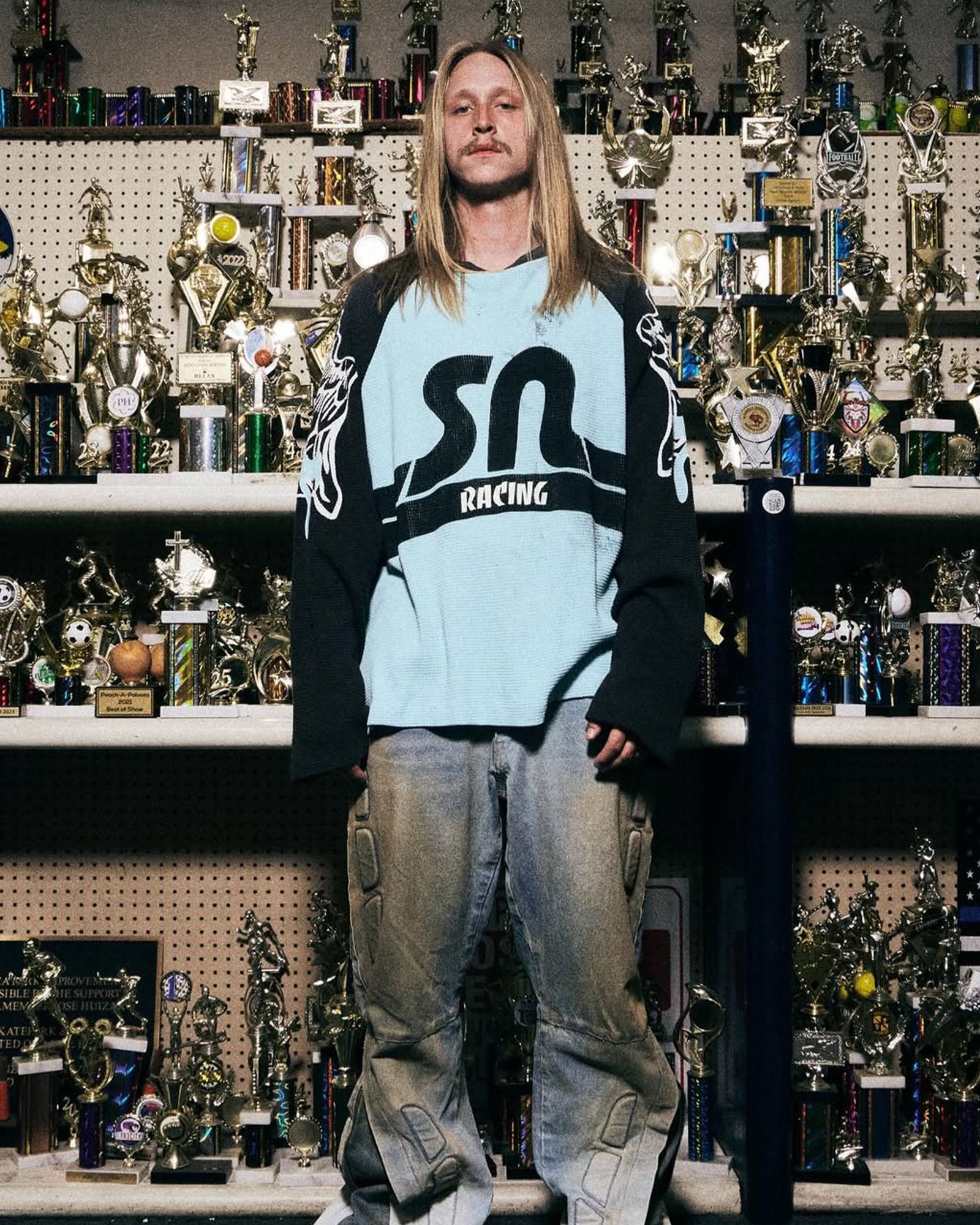 SATOSHI NAKAMOTO・サトシナカモト - L/S Tシャツ SATOSHI WINGS LONGSLEEVE / BLUE