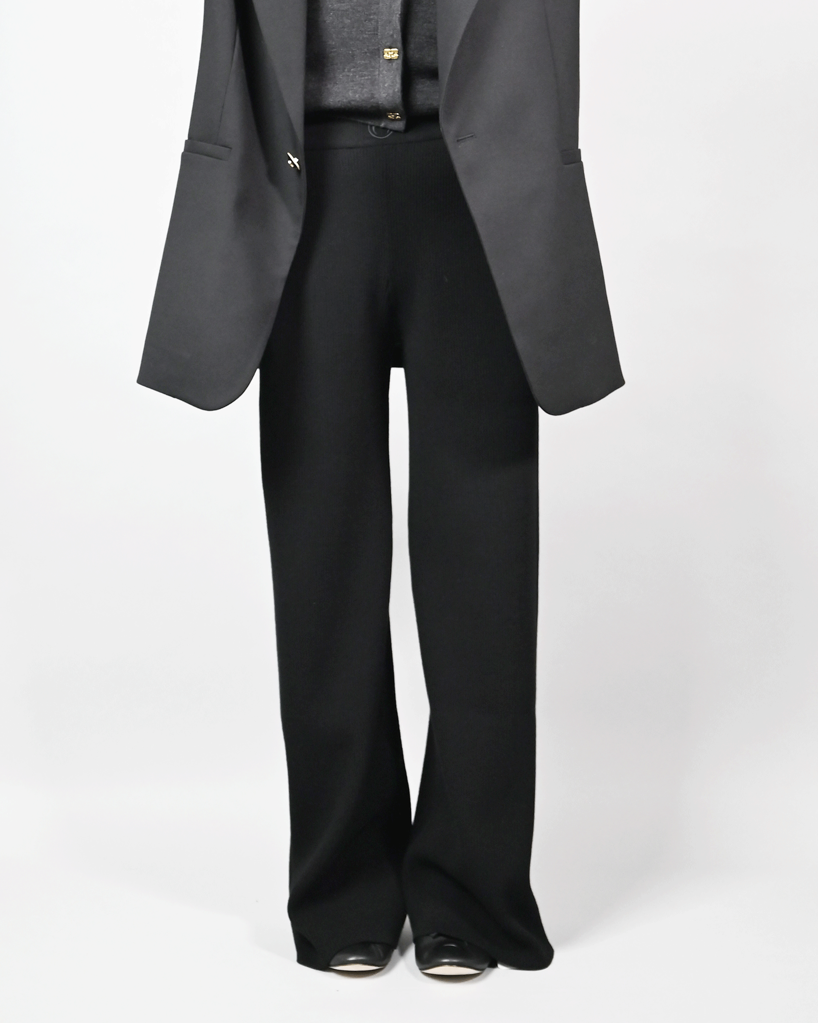 Marine Serre・マリーン・セル - その他パンツ MOON JEWELRY KNIT WIDE LEG PANTS / BLACK