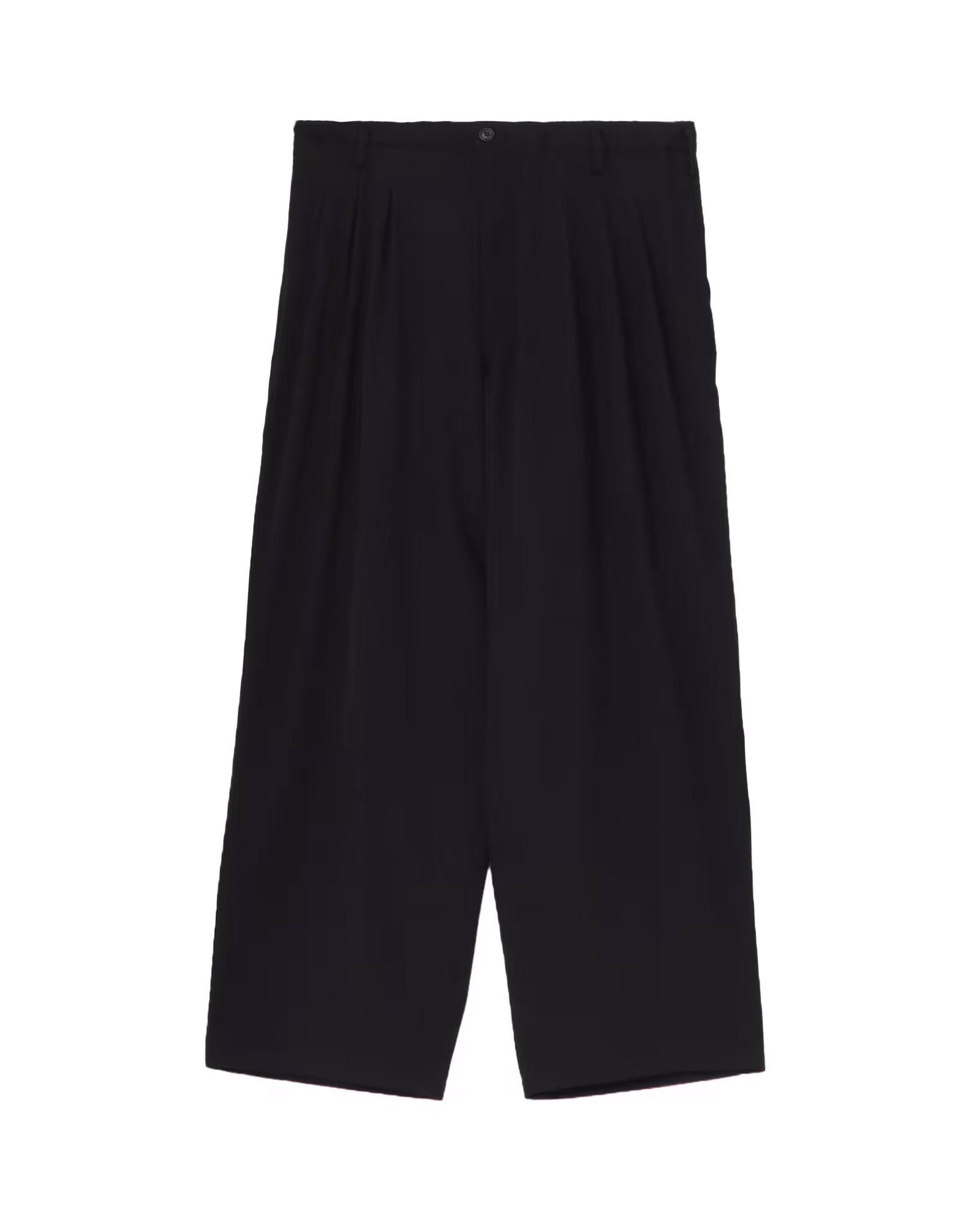 WOOL GABARDINE 12-TUCKS PANTS / BLACK