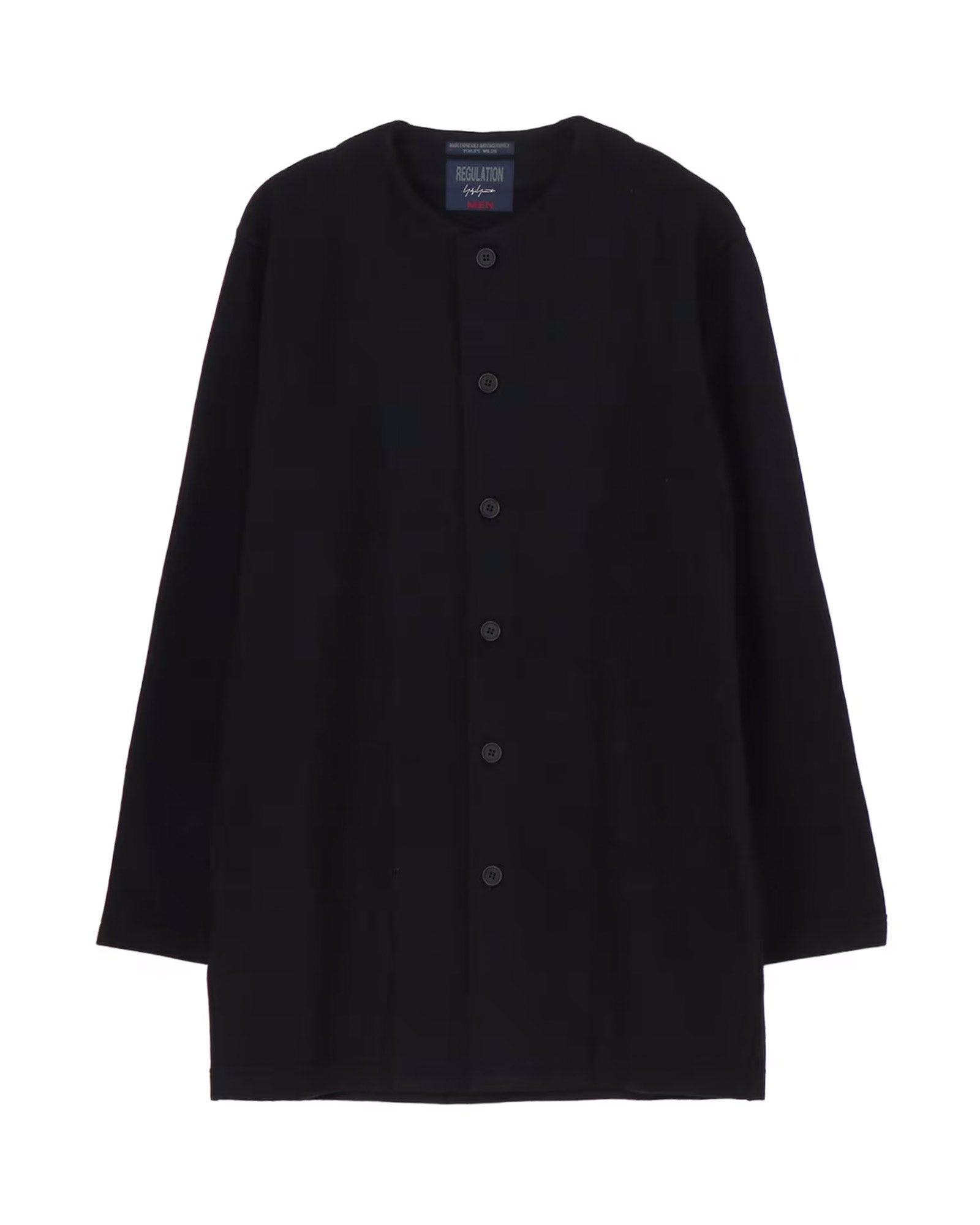 Yohji Yamamoto・ヨウジ ヤマモト - ジャケット WOOLLEN JERSEY ROUND NECK JACKET  / BLACK