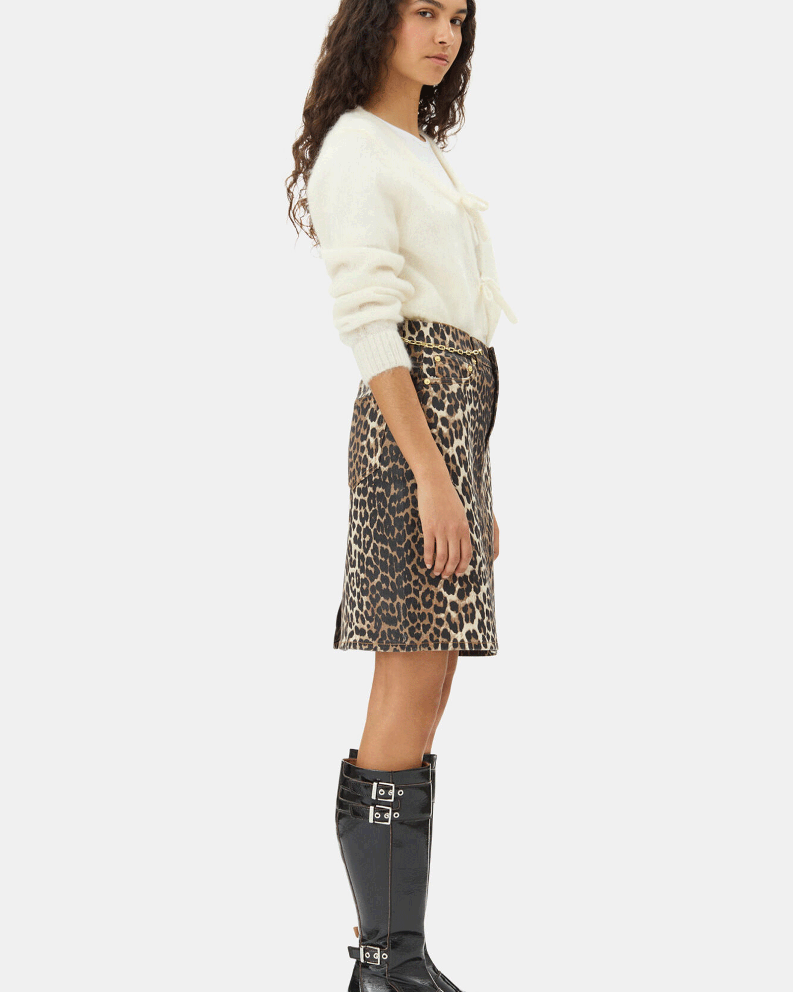 GANNI・Gunny -  LIGHT MOHAIR TIE STRING CARDIGAN / WHITE