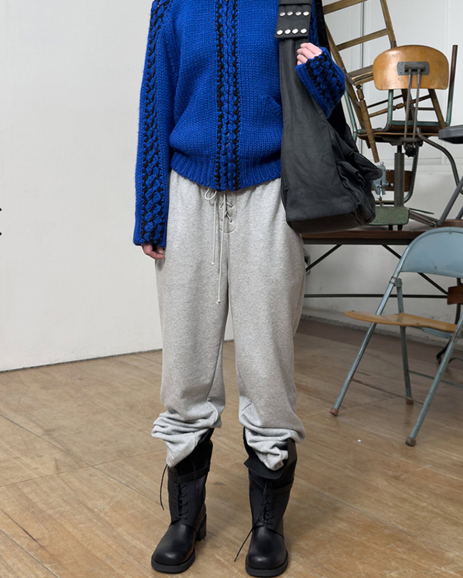 OPEN YY・オープン ワイワイ - スウェットパンツ LACE UP LOUNGE PANTS / GREY