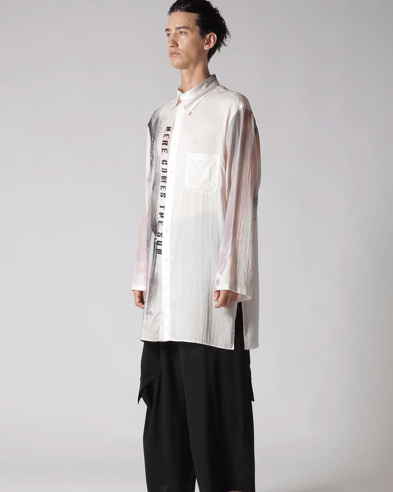Yohji Yamamoto・Youji Yamamoto -  3 BODY PT DESIGNED COLLAR SHIRT / OFF WHITE/PINK