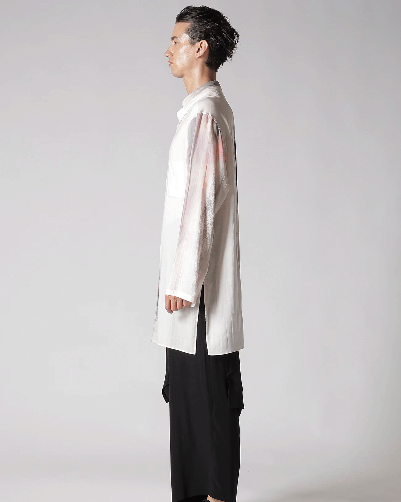 Yohji Yamamoto・Youji Yamamoto -  3 BODY PT DESIGNED COLLAR SHIRT / OFF WHITE/PINK