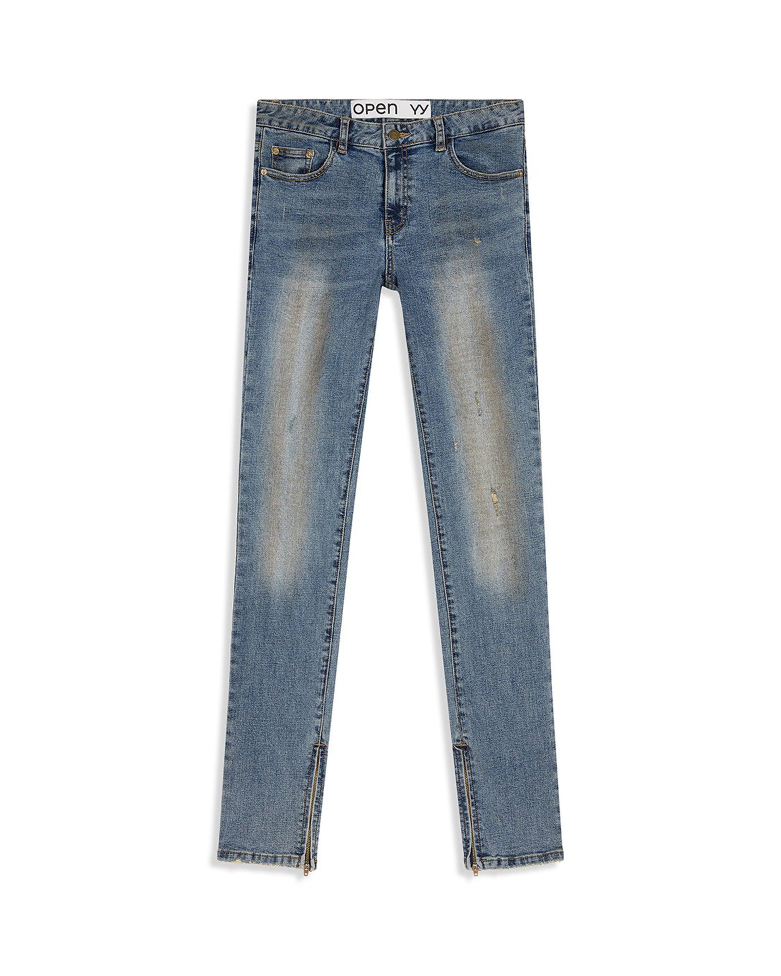 ZIP SLIT SKINNY JEANS / BLUE
