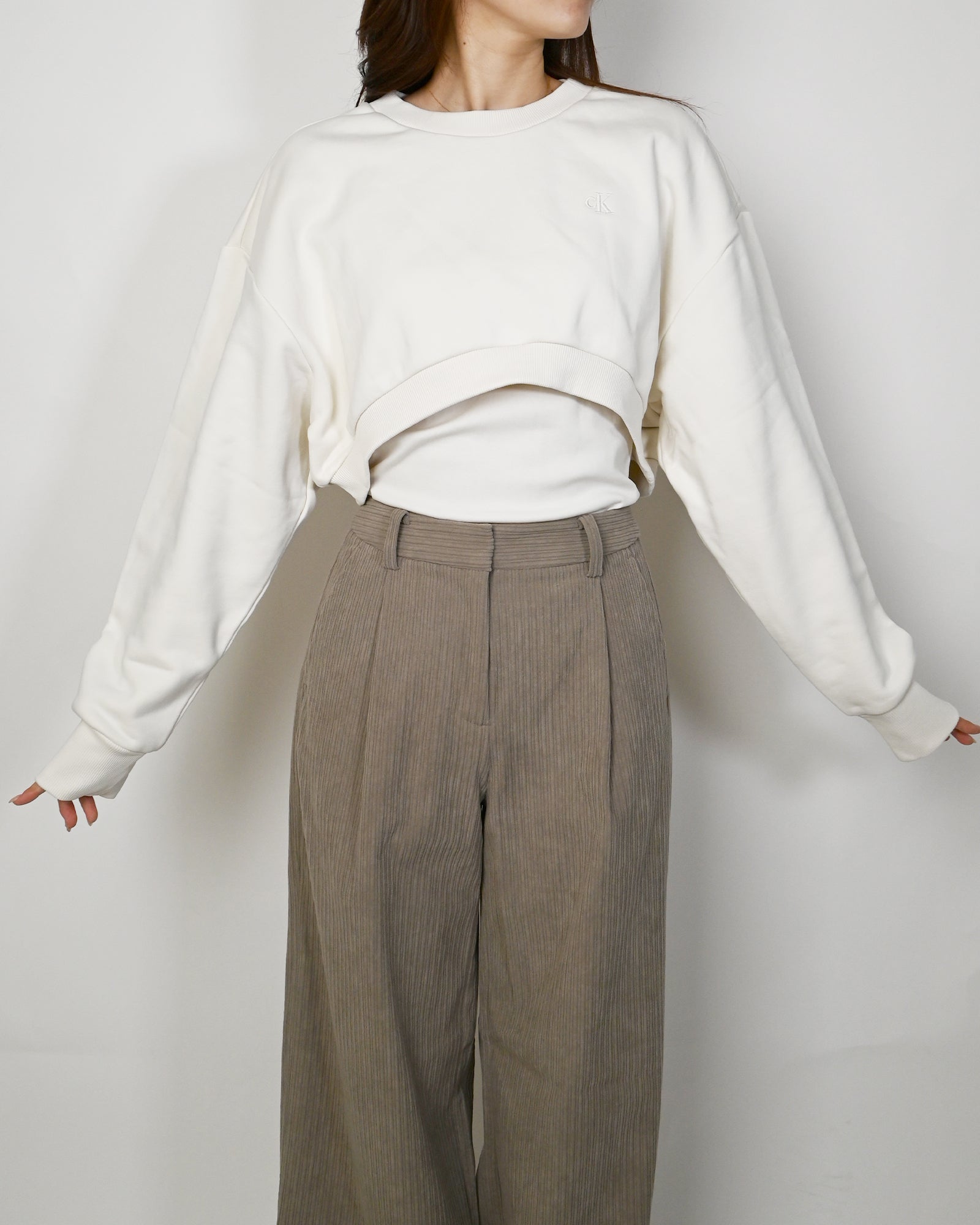 Calvin Klein・カルバン クライン - スウェット A-2-IN-1 CREW PULLOVER / IVORY