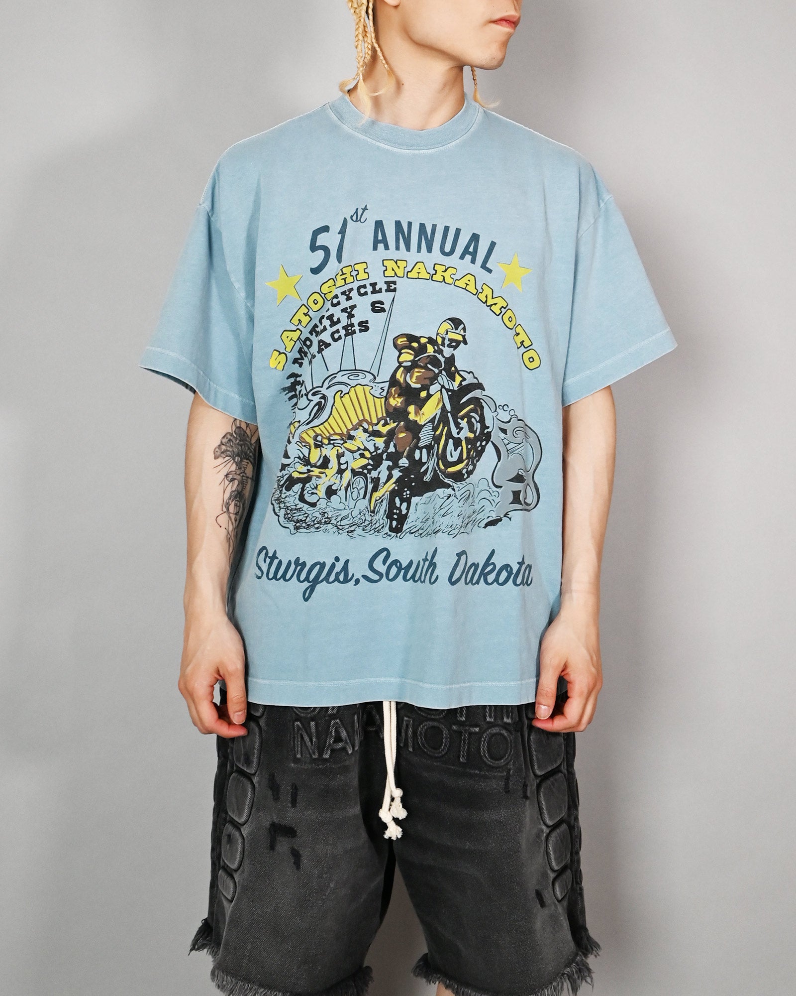 SATOSHI NAKAMOTO・サトシナカモト - Tシャツ・カットソー RALLY TEE / BLUE
