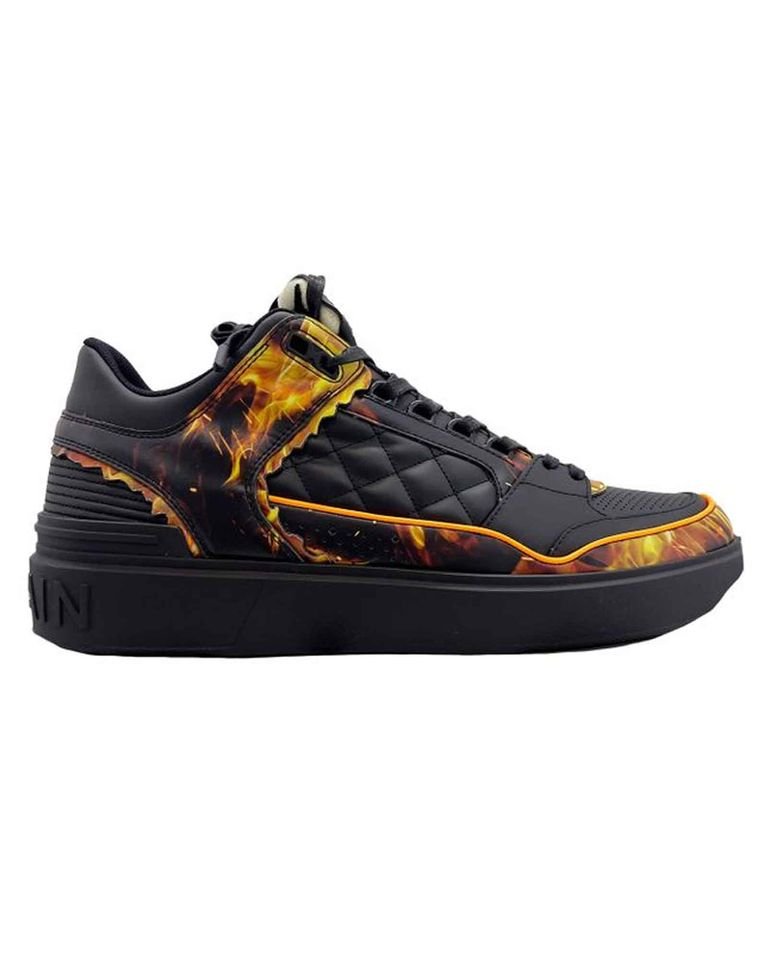 B COURT MID TOP-FIRE PRINT&RUBBERIZED LT / BLACK