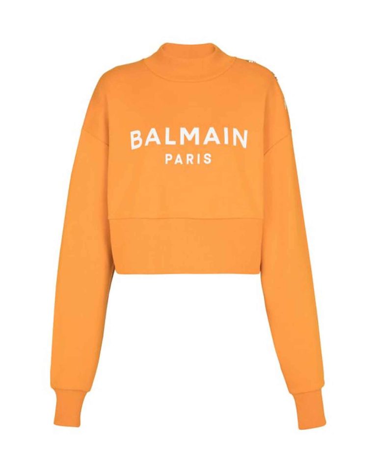 BALMAIN PRINT SHORT SWEAT / ORANGE