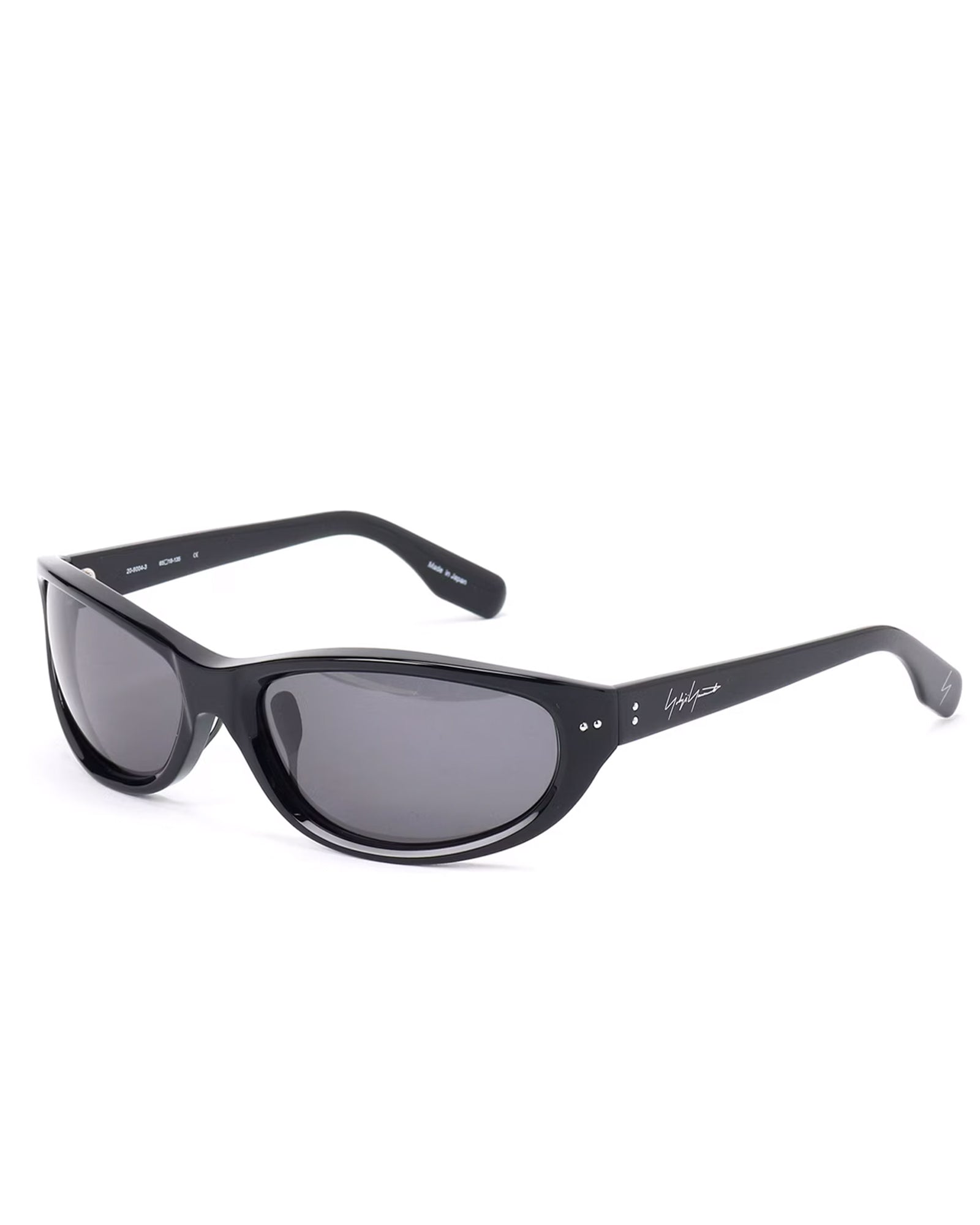 BLACK ACETATE CURVE SUNGLASSES / GREY