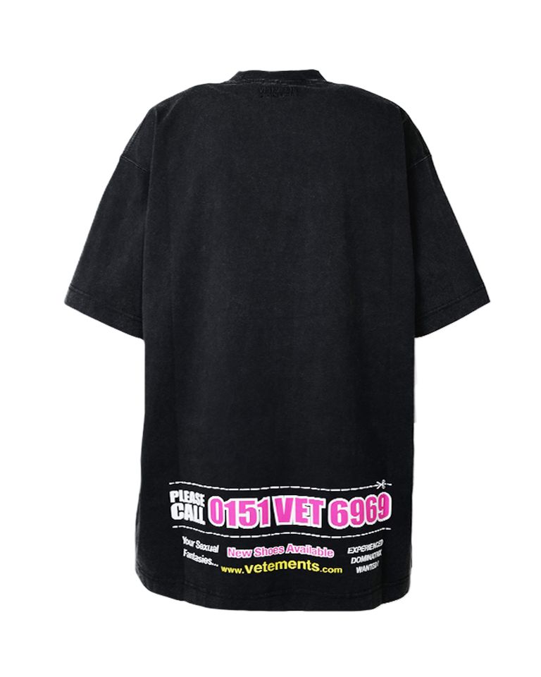 VETEMENTS・Vetements -  DOMINATRIX HOTLINE OVERSIZED T-SHIRT / BLACK