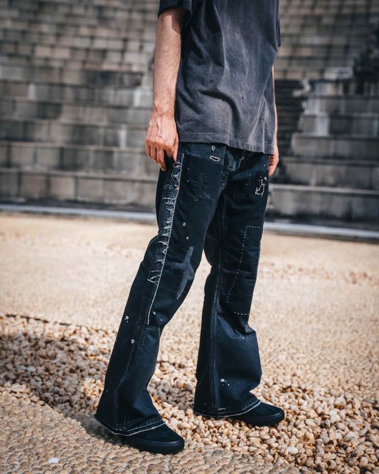 ©SAINT M××××××・セントマイケル - デニムパンツ DOUBLE KNEE/DACK / BLACK