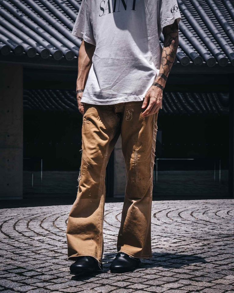 ©SAINT M××××××・セントマイケル - デニムパンツ DOUBLE KNEE/DENIM / BEIGE