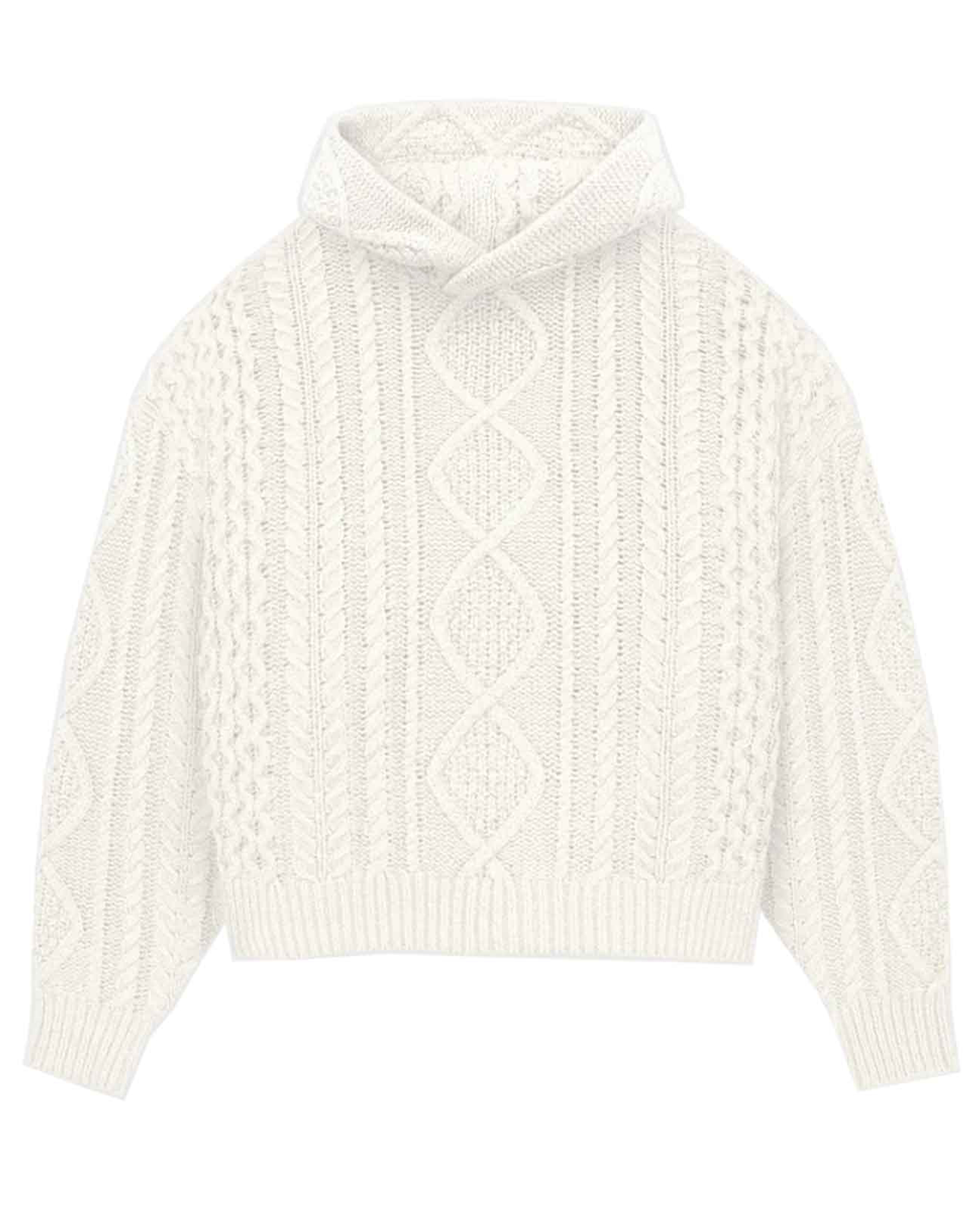 CABLE KNIT HOODIE / CLOUD DANCER