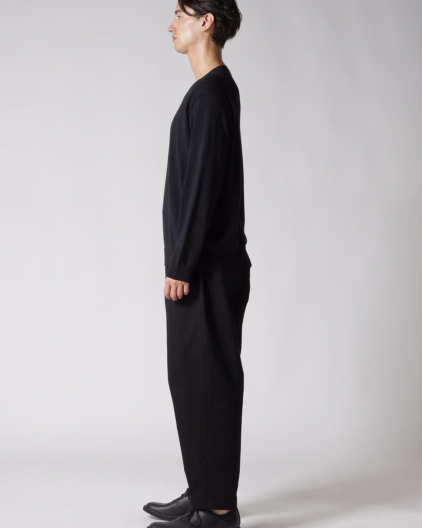 Y's for men・ワイズ フォー メン - ニット・セーター INTERSIA LOGO ROUND NECK PULL OVER KNIT / BLACK