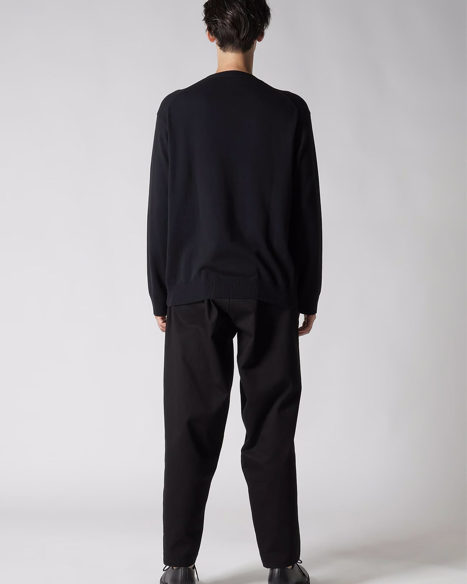 Y's for men・ワイズ フォー メン - ニット・セーター INTERSIA LOGO ROUND NECK PULL OVER KNIT / BLACK