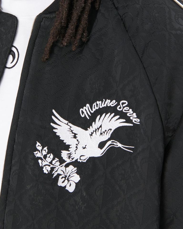 Marine Serre・マリーン・セル - ジャケット JACQUARD VISCOSE BOMBER JACKET / BLACK