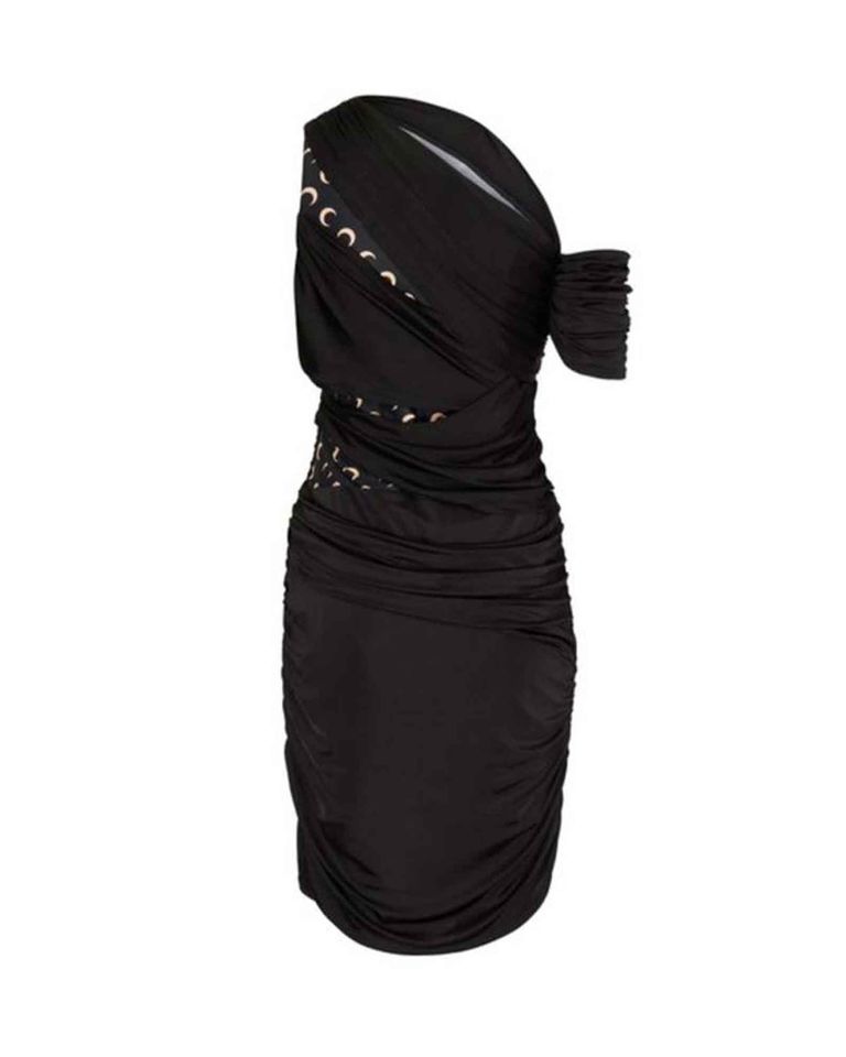 Marine Serre・マリーン・セル - スカート・ワンピース JERSEY BODY SHELTER DRAPED DRESS / BLACK