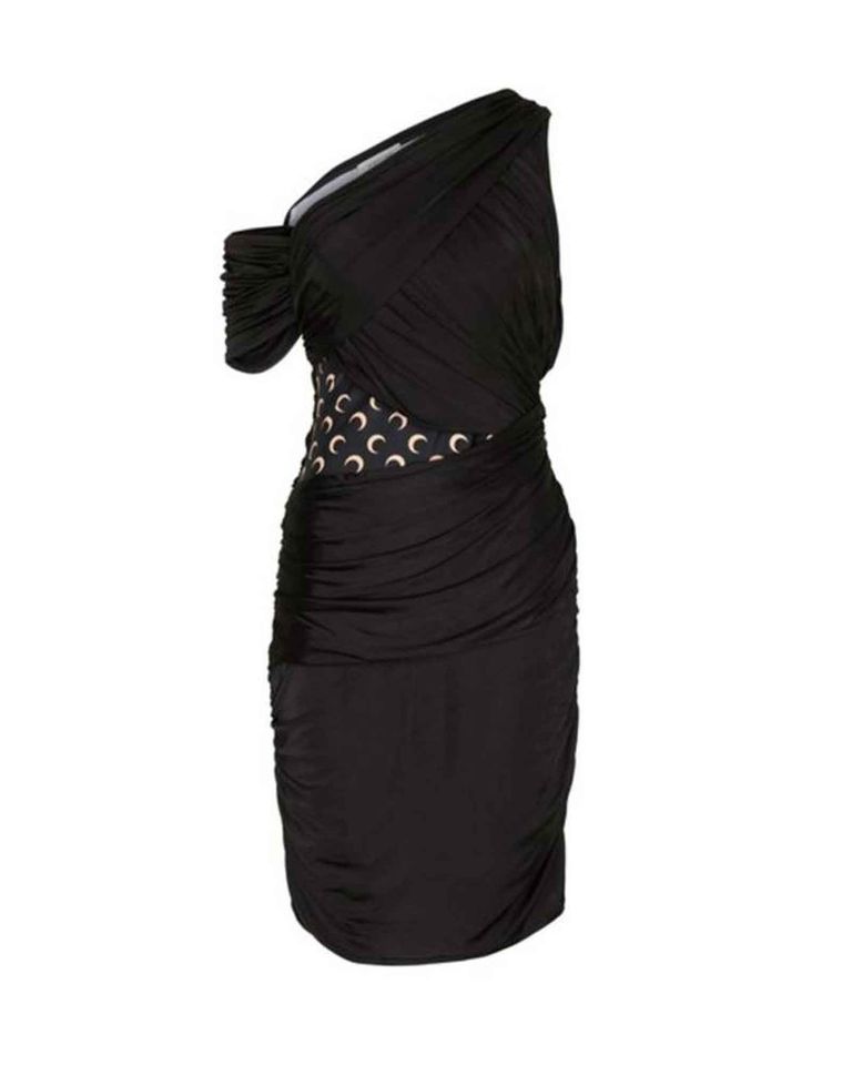 Marine Serre・マリーン・セル - スカート・ワンピース JERSEY BODY SHELTER DRAPED DRESS / BLACK