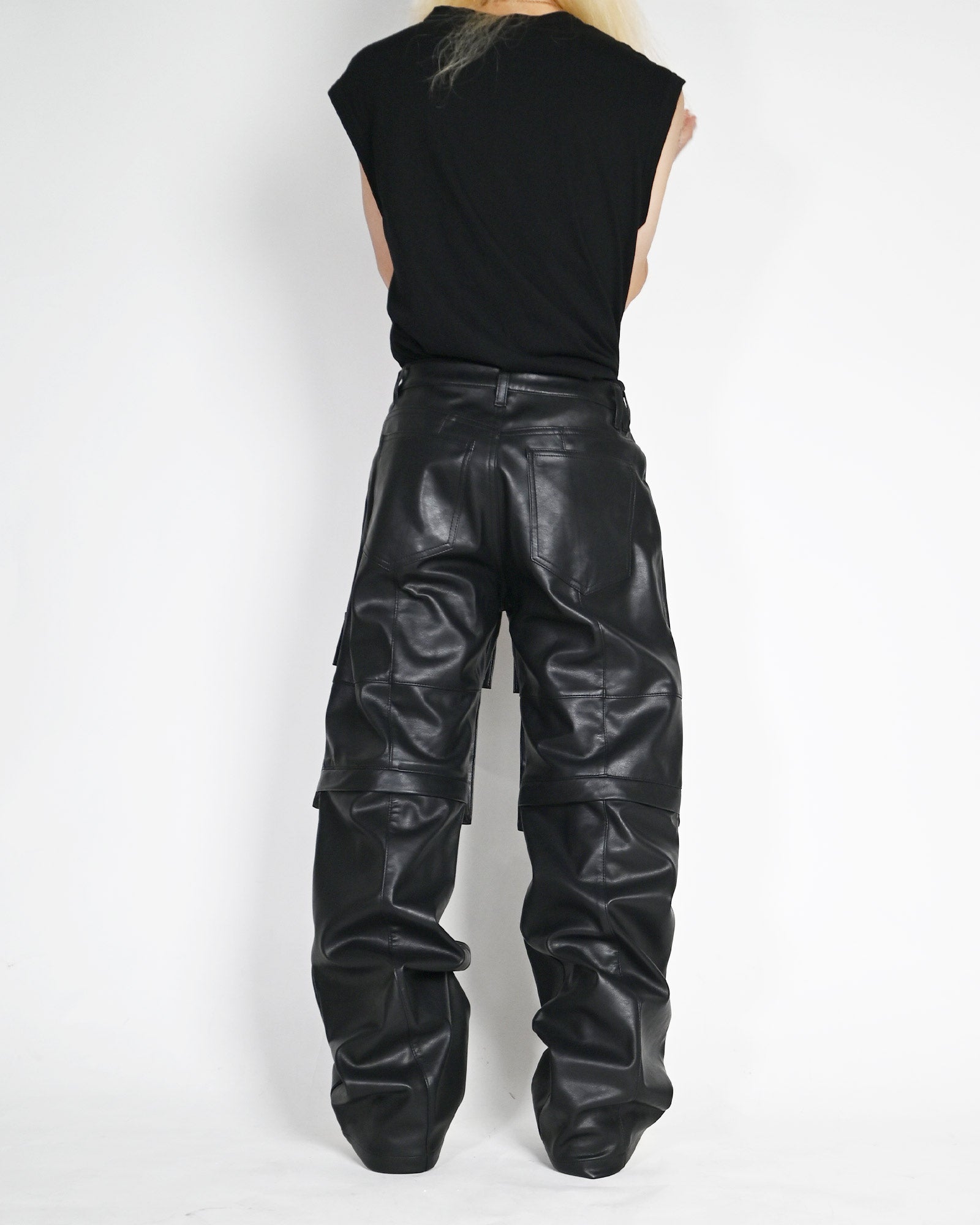 LAST NEST・ラストネスト - カーゴパンツ FAUX LEATHER CARGO PANTS V2  / BLACK