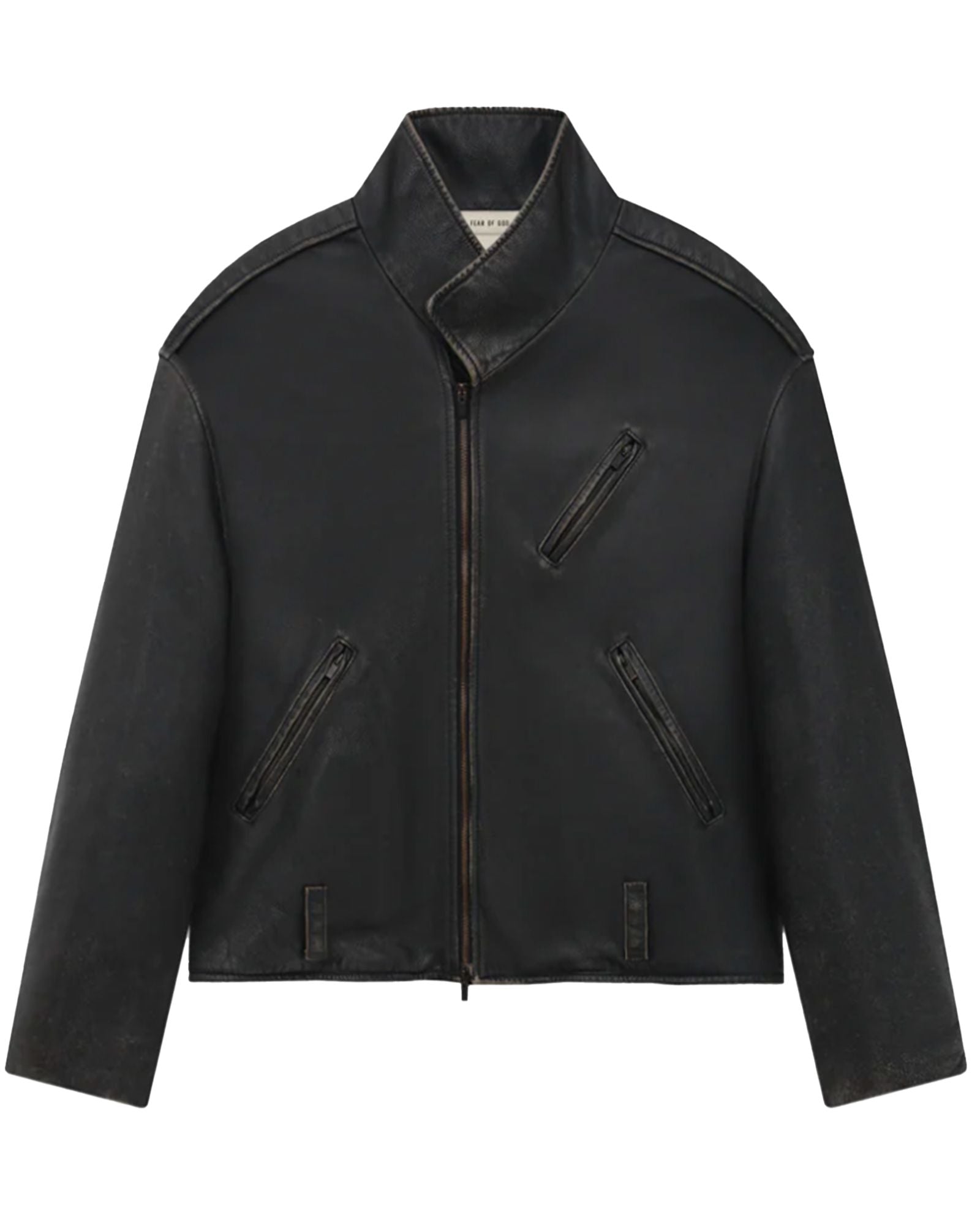 LEATHER MOTORCYCLE JACKET  / BLACK