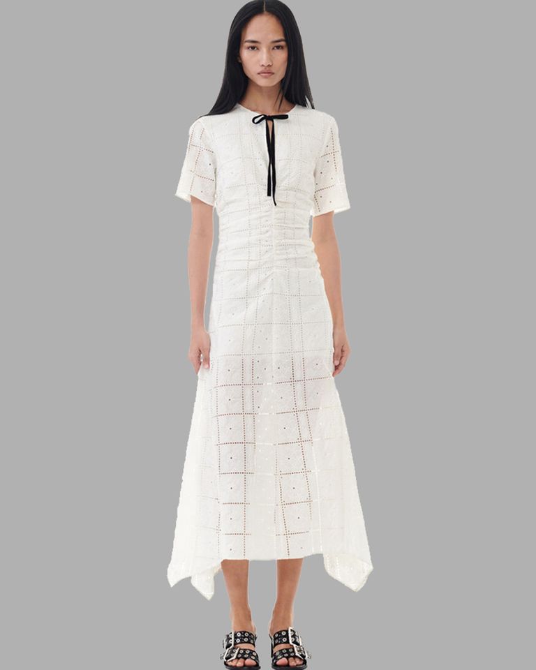 GANNI・ガニー - スカート・ワンピース LIGHT BRODERIE ANGLAISE LONG DRESS / WHITE