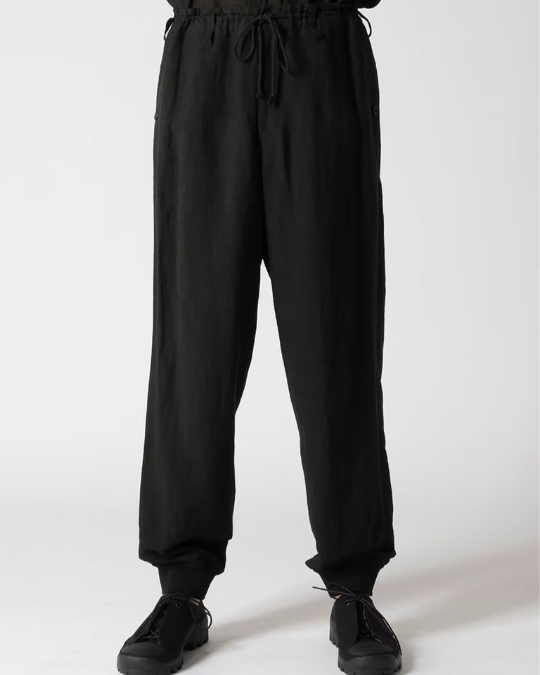Yohji Yamamoto・Youji Yamamoto -  LI/RYCANVAS RIBBED HEM PANTS / BLACK