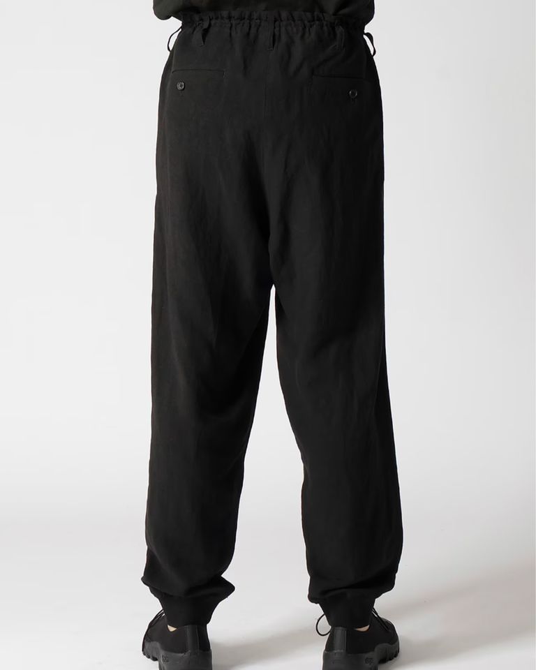 Yohji Yamamoto・Youji Yamamoto -  LI/RYCANVAS RIBBED HEM PANTS / BLACK
