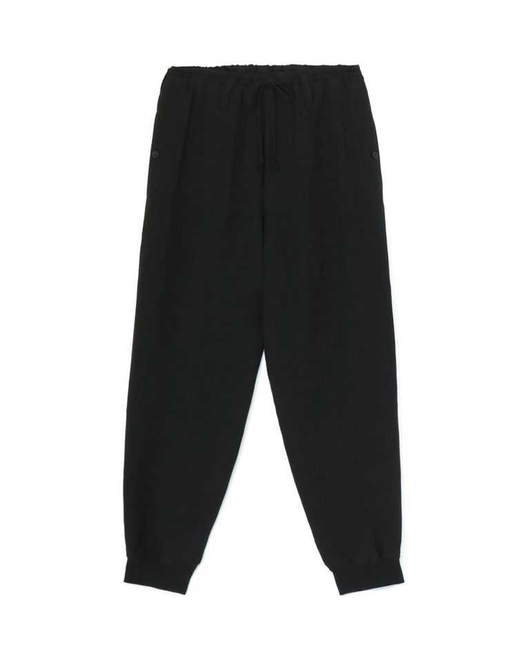 Yohji Yamamoto・Youji Yamamoto -  LI/RYCANVAS RIBBED HEM PANTS / BLACK