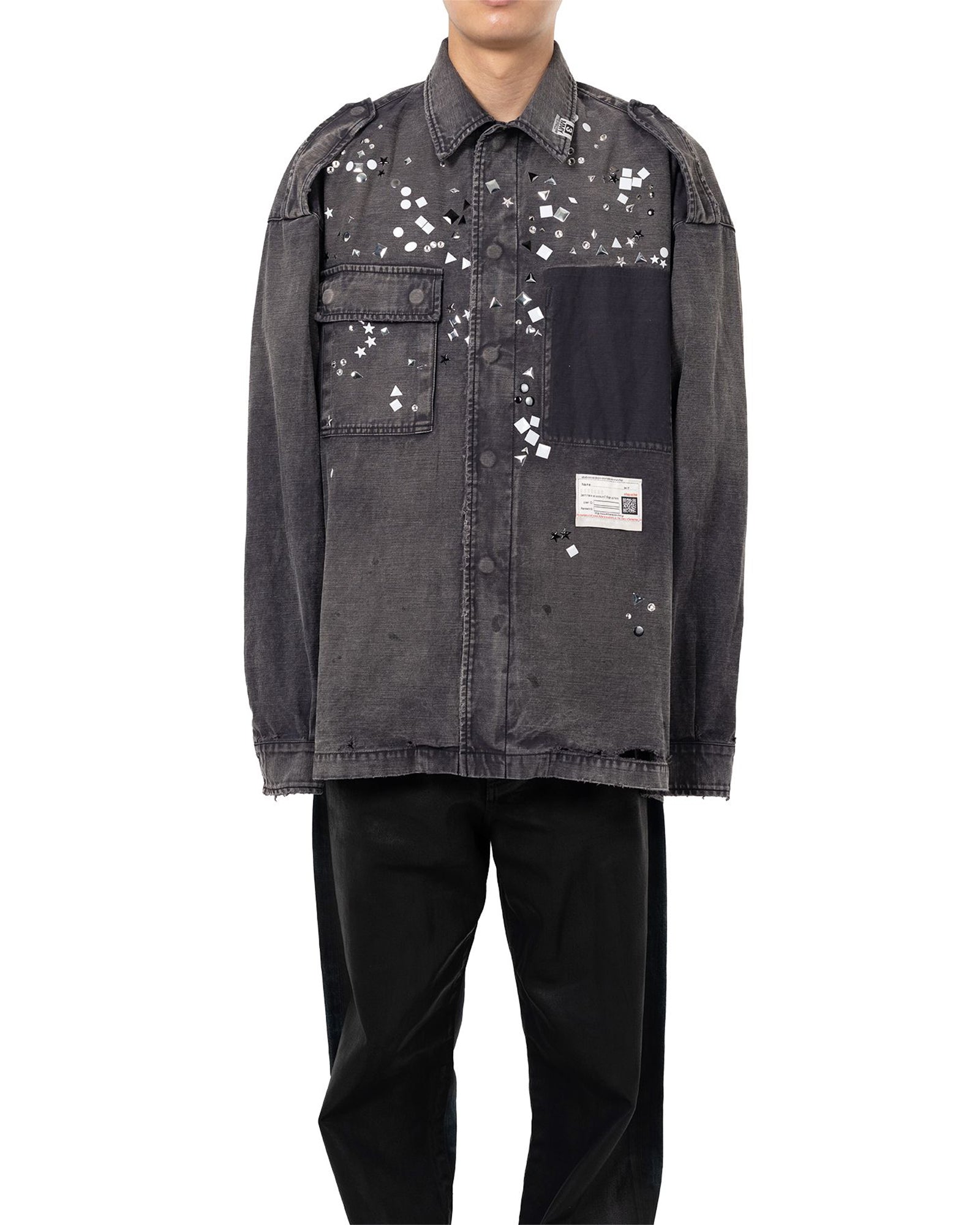 MIHARA YASUHIRO・ミハラヤスヒロ - シャツ EMBELLISHED MILITARY SHIRTS / BLACK
