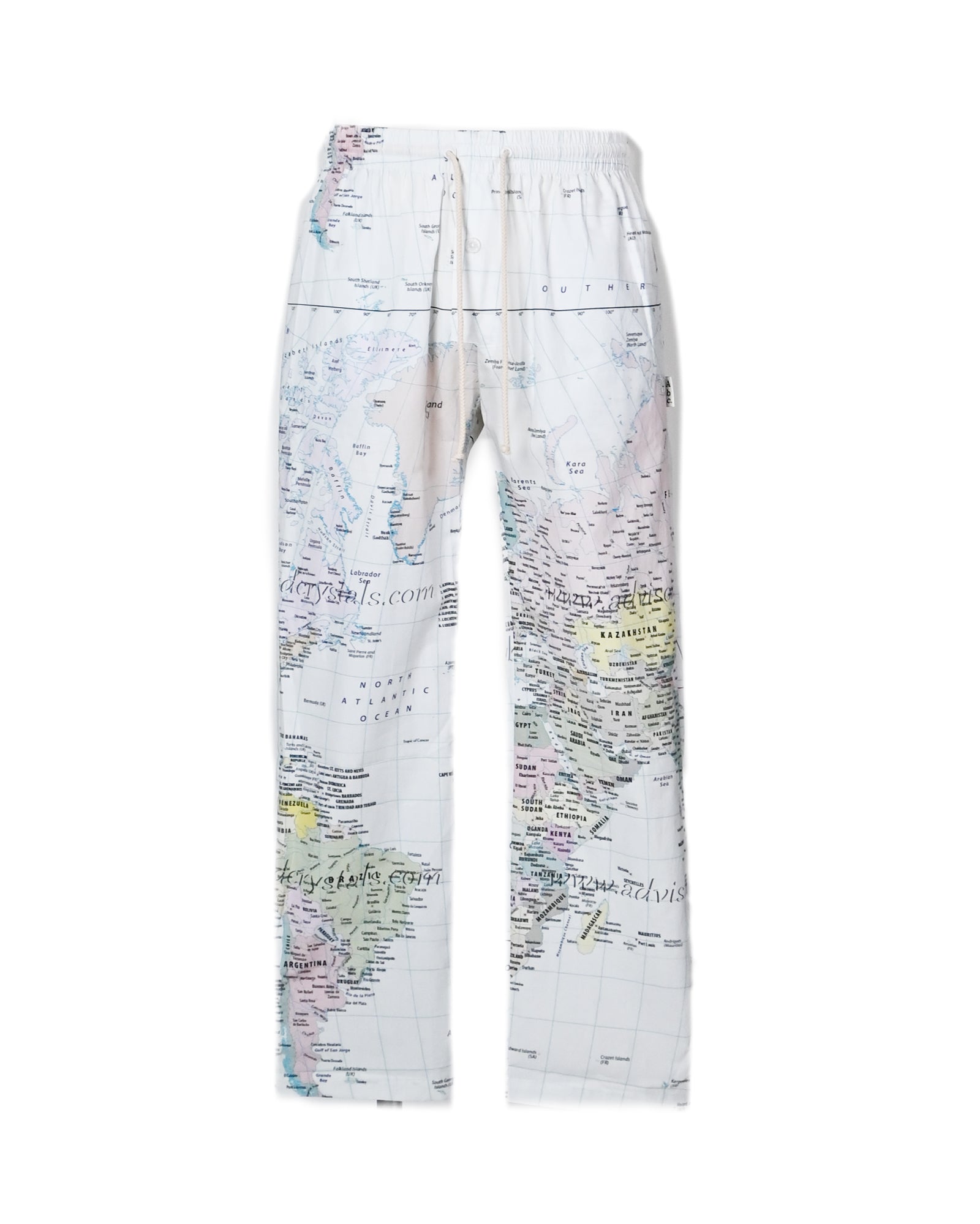 MAP PRINT LEISURELY TRAVEL PANTS / WHITE
