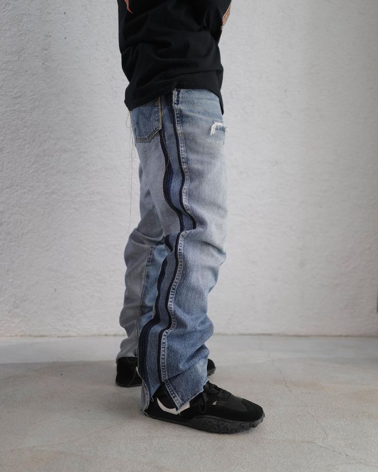 JETPACK hom(m)e・ジェットパックオム - デニムパンツ MEDIAM BLUE DECONSTRUCTED VINTAGE JEANS / BLUE