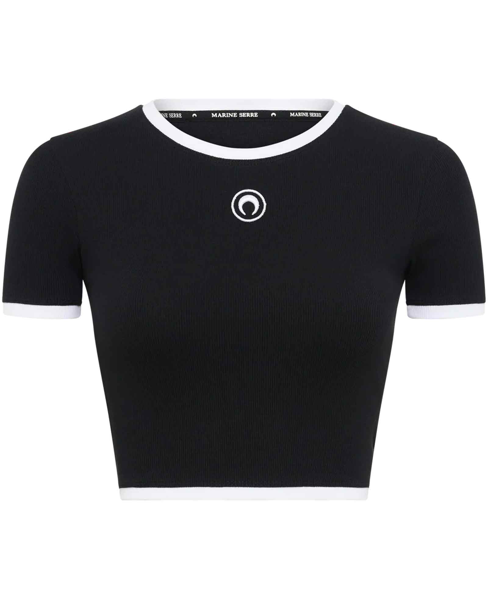 Marine Serre・マリーン・セル - Tシャツ・カットソー MOON LOGO JERSEY CROPPED TOP / BLACK