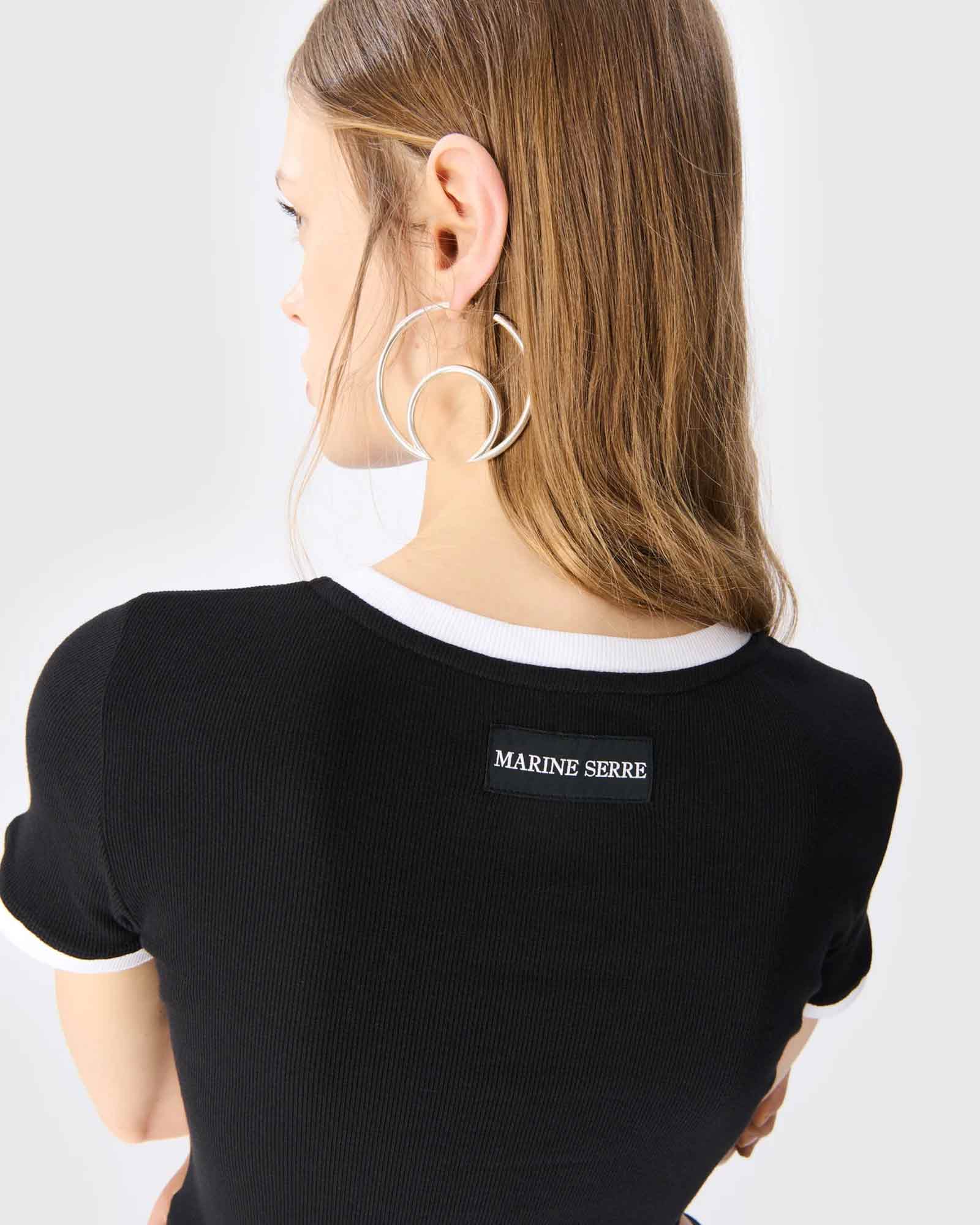 Marine Serre・マリーン・セル - Tシャツ・カットソー MOON LOGO JERSEY CROPPED TOP / BLACK