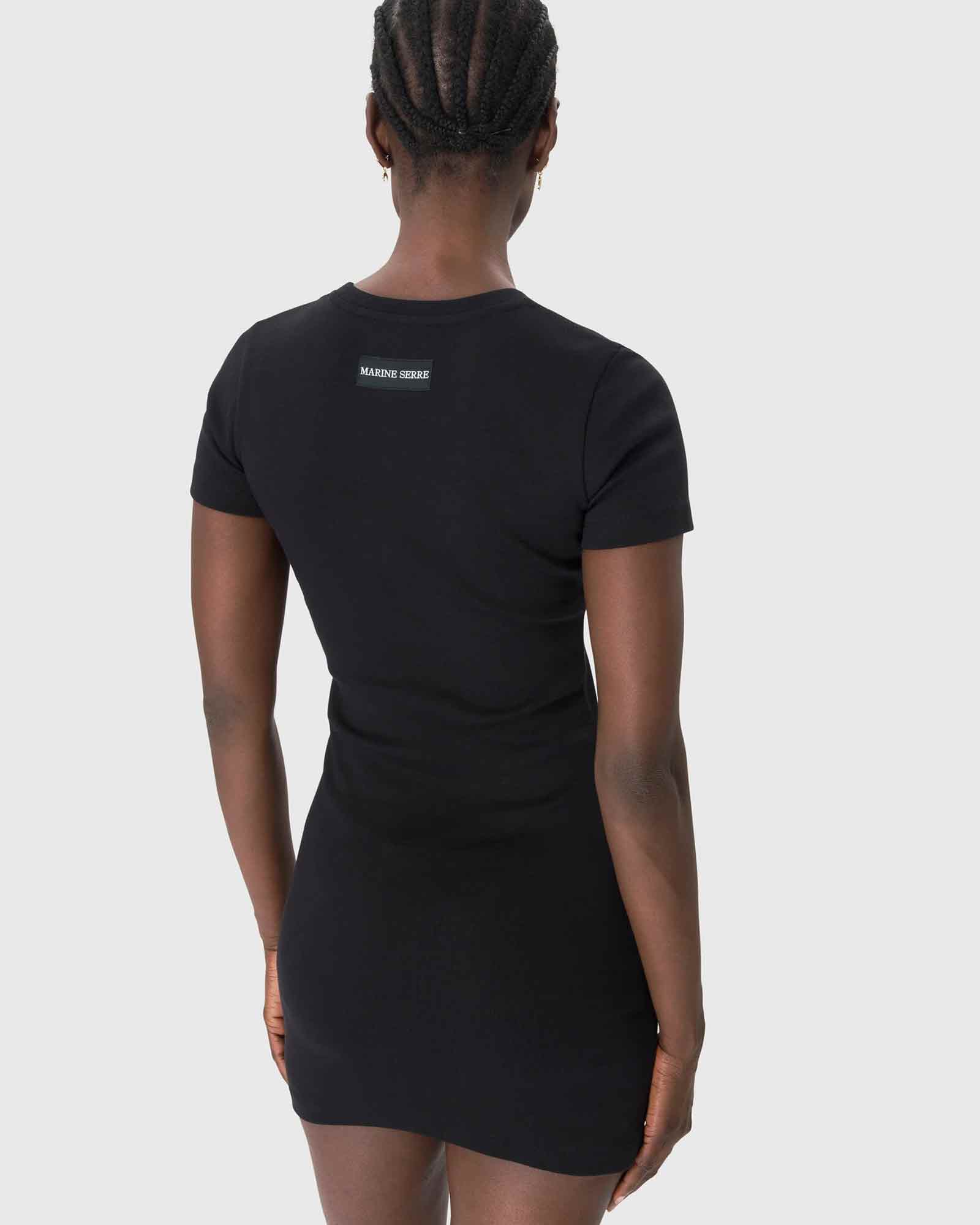 Marine Serre・マリーン・セル - スカート・ワンピース MOON LOGO JERSEY T-SHIRT DRESS / BLACK