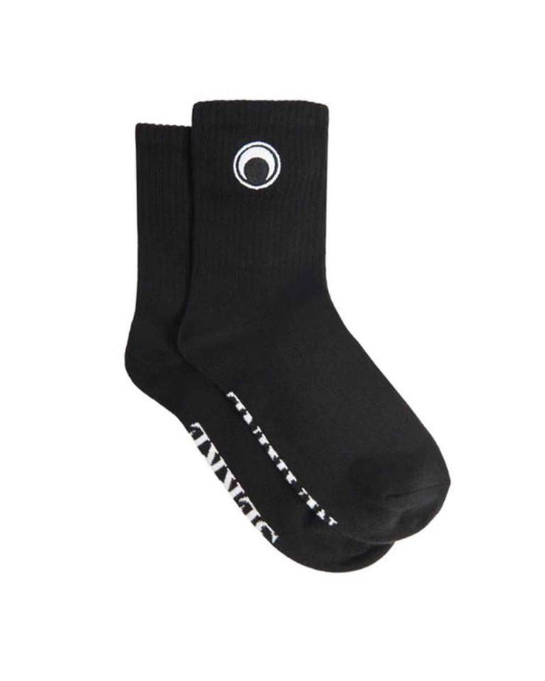 MOON LOGO RIBBED JERSEY ANKLE SOCKS / BLACK