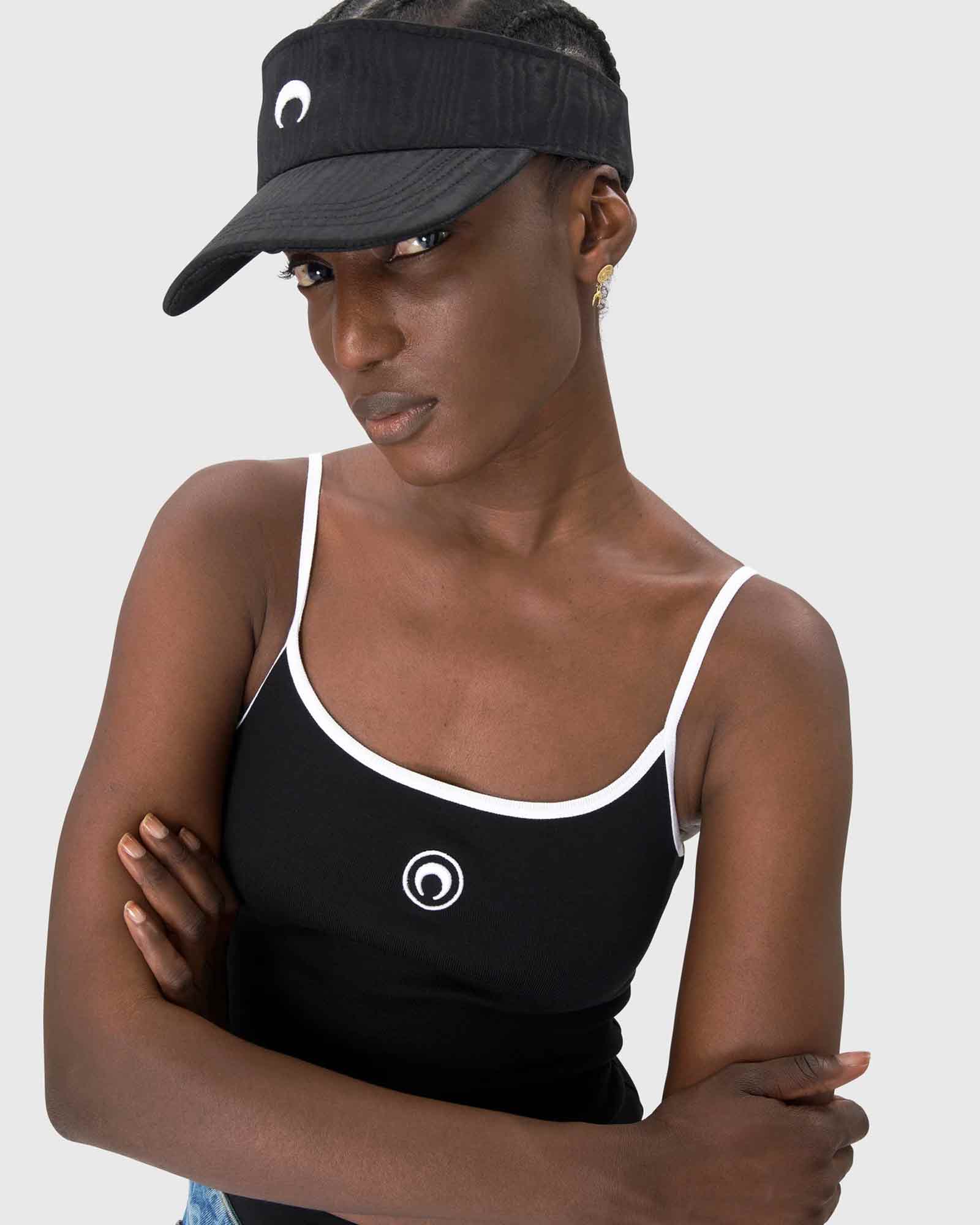 Marine Serre・マリーン・セル - アンダーウェア MOON LOGO RIBBED JERSEY TANK TOP / BLACK