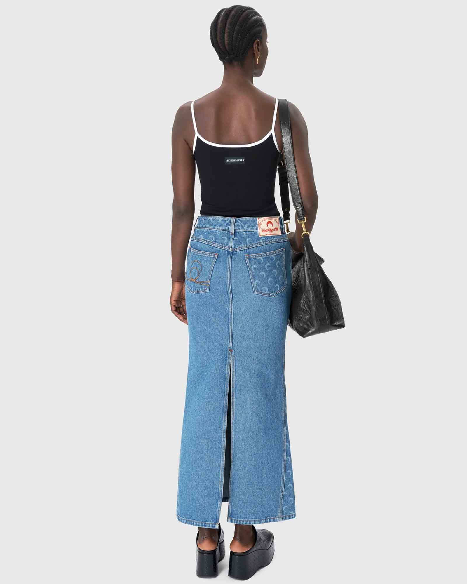 Marine Serre・マリーン・セル - アンダーウェア MOON LOGO RIBBED JERSEY TANK TOP / BLACK