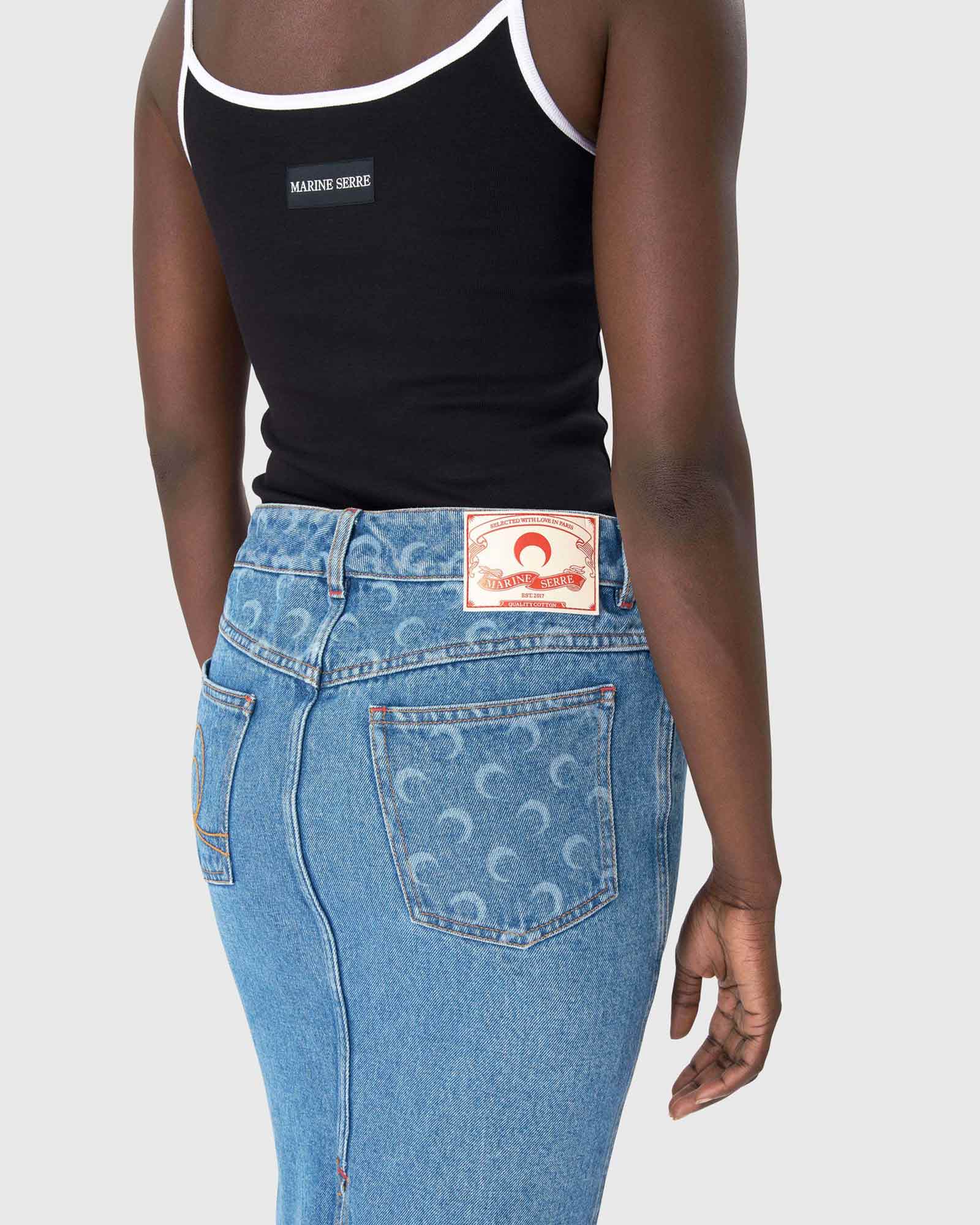 Marine Serre・マリーン・セル - アンダーウェア MOON LOGO RIBBED JERSEY TANK TOP / BLACK