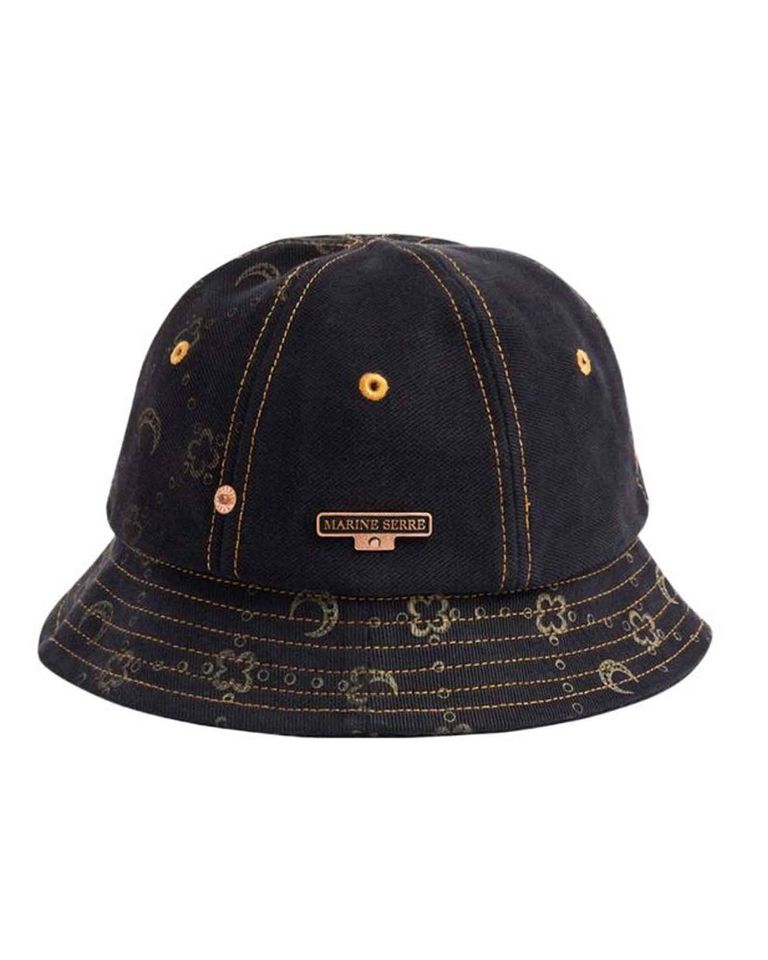 Marine Serre・マリーン・セル - バケットハット REGENERATED DENIM BELL HAT / BLACK