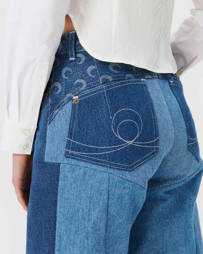 Marine Serre・marine cell -  REGENERATED DENIM FLARE PANTS / BLUE