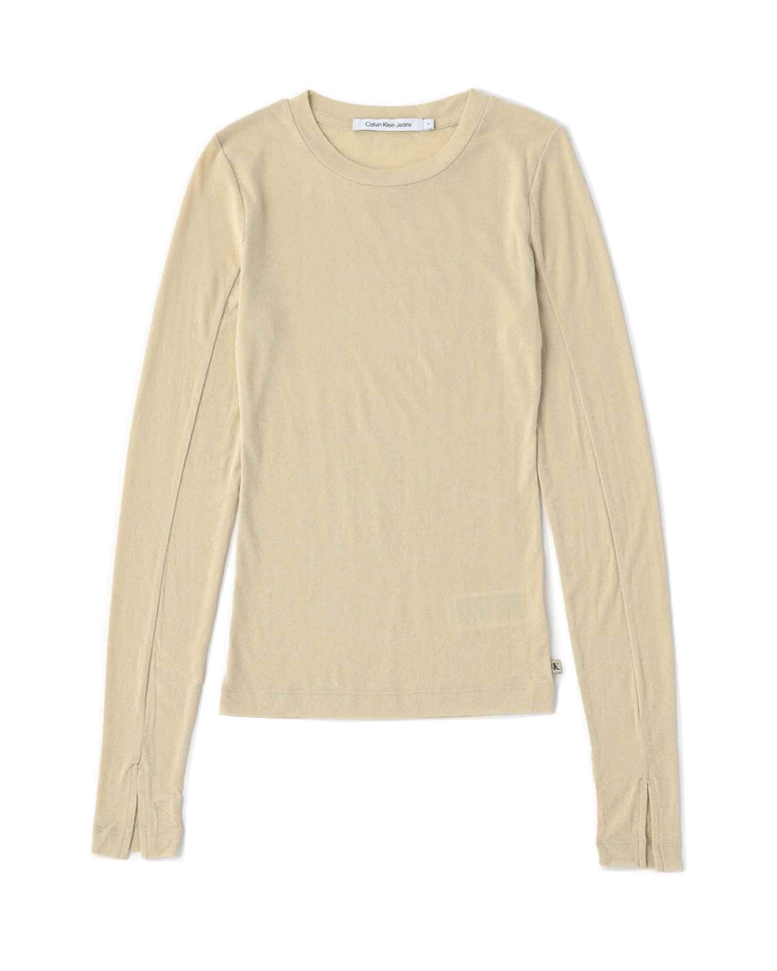 Calvin Klein・Calvin Klein -  SHEER LONG SLEEVE TOP / RAE-PALE KHAKI