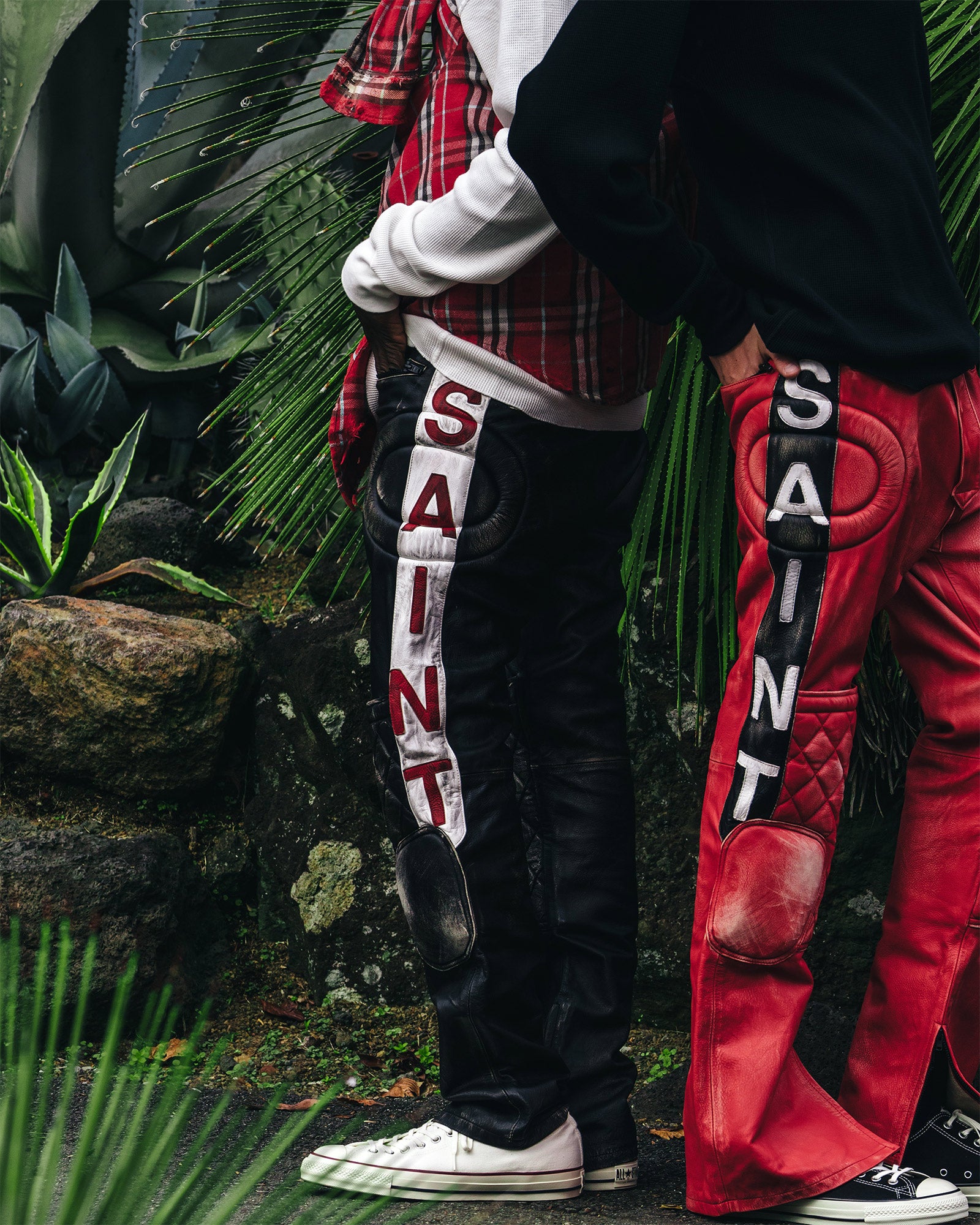 ©SAINT M××××××・セントマイケル - パンツ LEATHER PANTS/RACER / BLACK