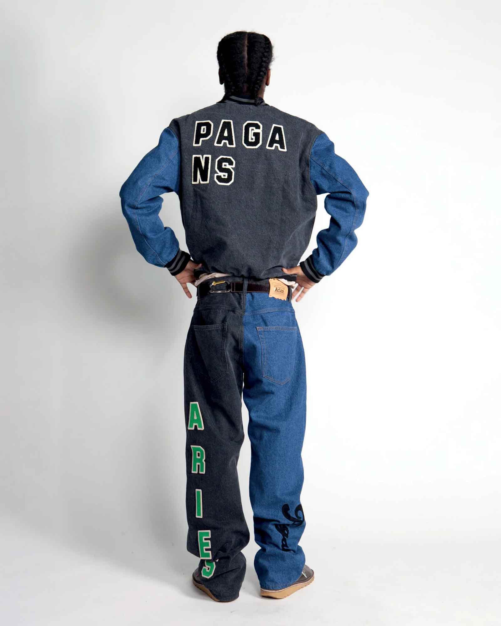 Aries・Allies -  VARSITY DENIM JACKET / MULTI