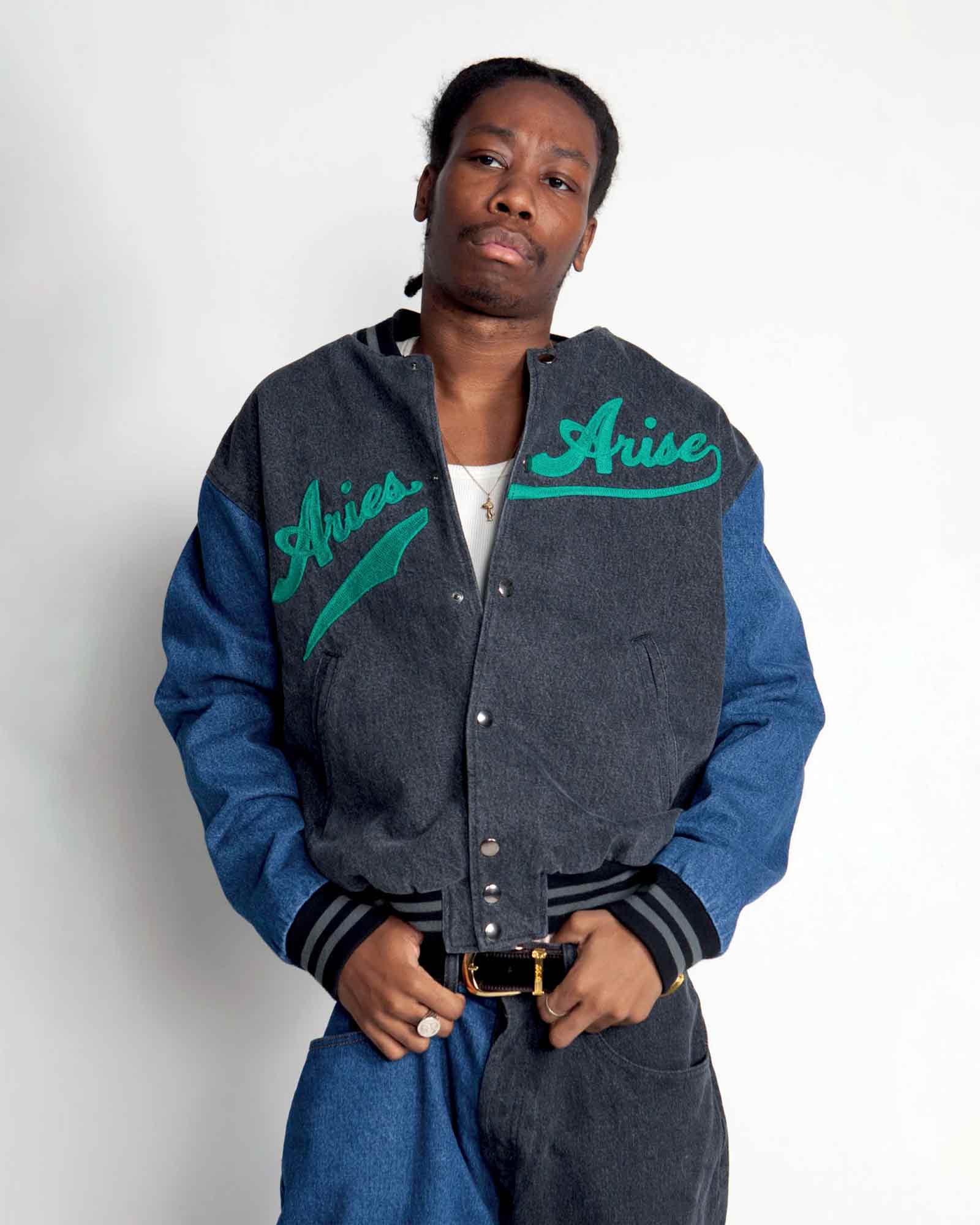 Aries・Allies -  VARSITY DENIM JACKET / MULTI