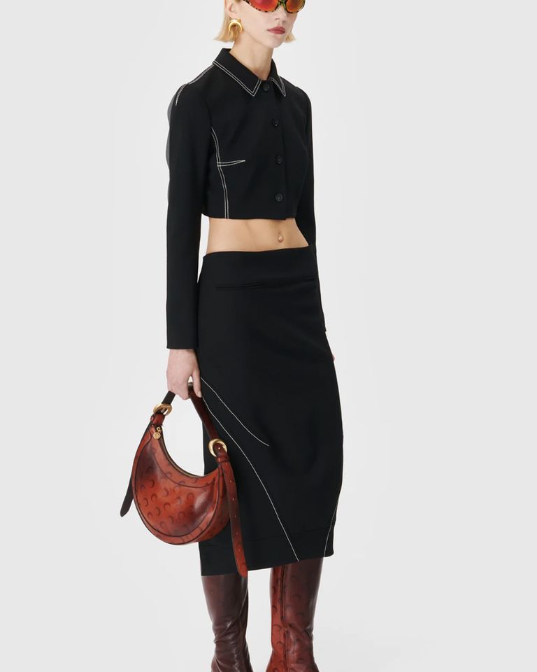 Marine Serre・marine cell -  VIRGIN WOOL TAILORED SKIRT / BLACK