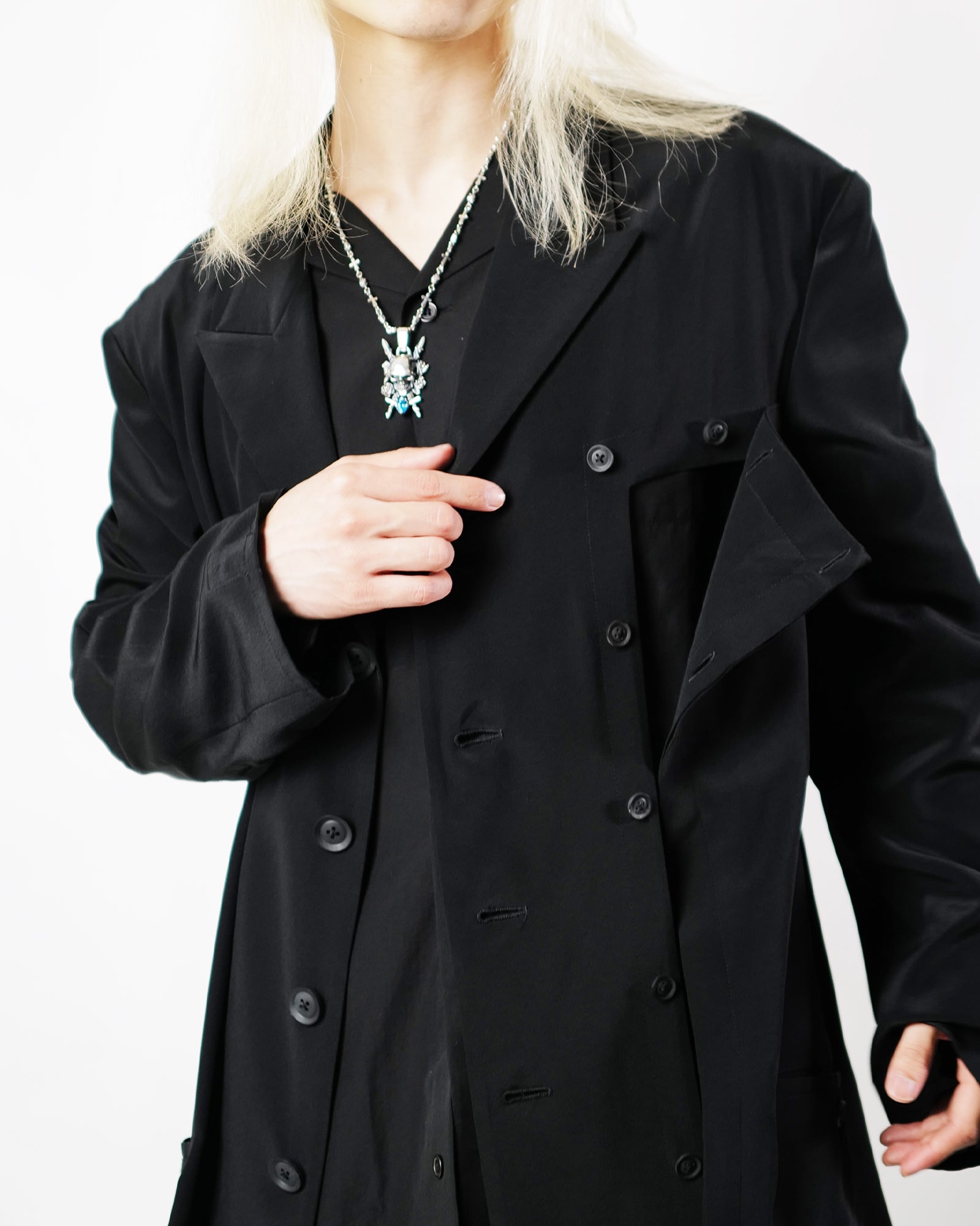 Yohji Yamamoto・ヨウジ ヤマモト - ネックレス SILVER950/BLUE TOPAZ SCULL ROSE DAGGER PENDANT